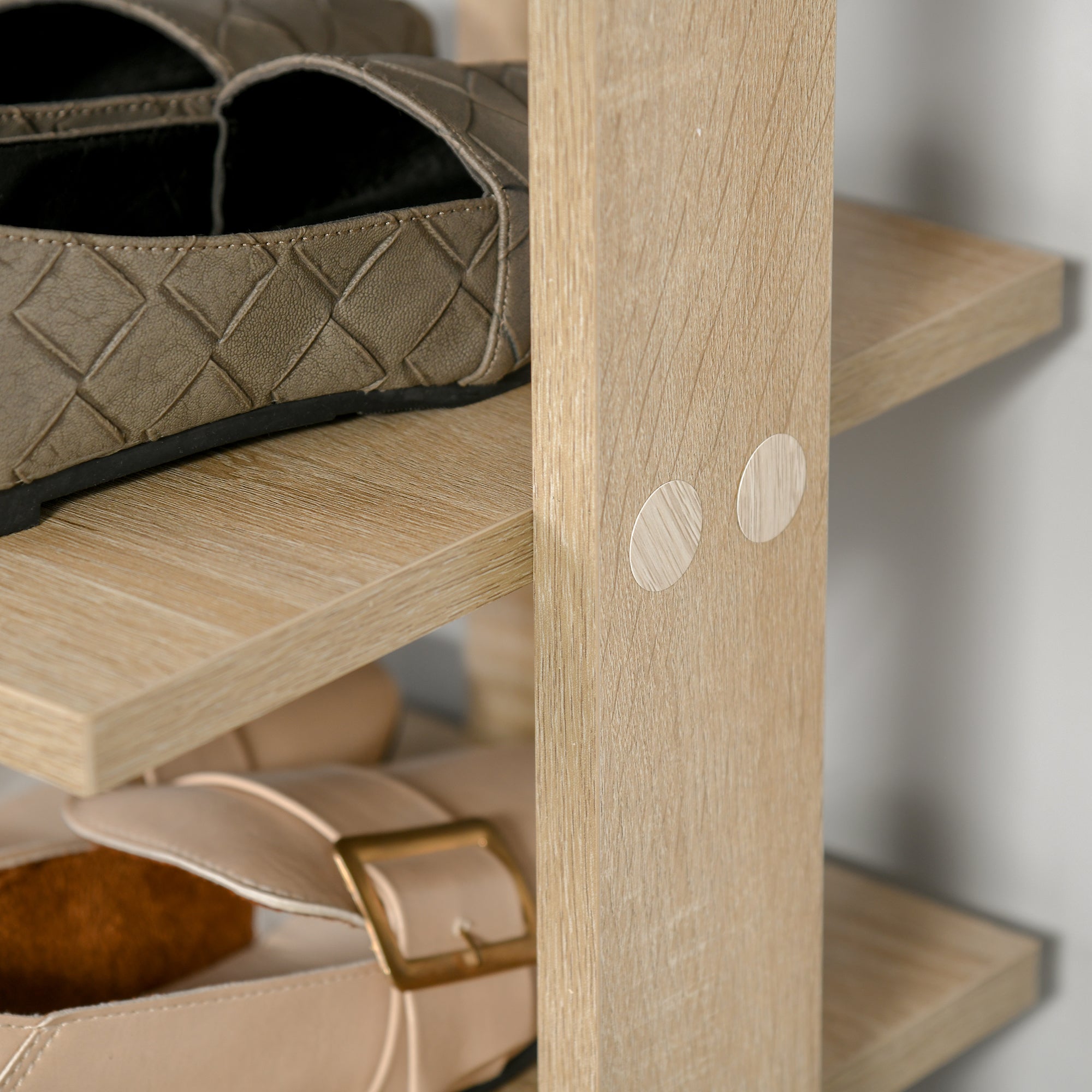 HOMCOM 7 Tier Shoe Rack Organizer Storage Shelf Wooden Display Cabinet for Entryway Living Room Bedroom Oak - North Peak Garden Furniture