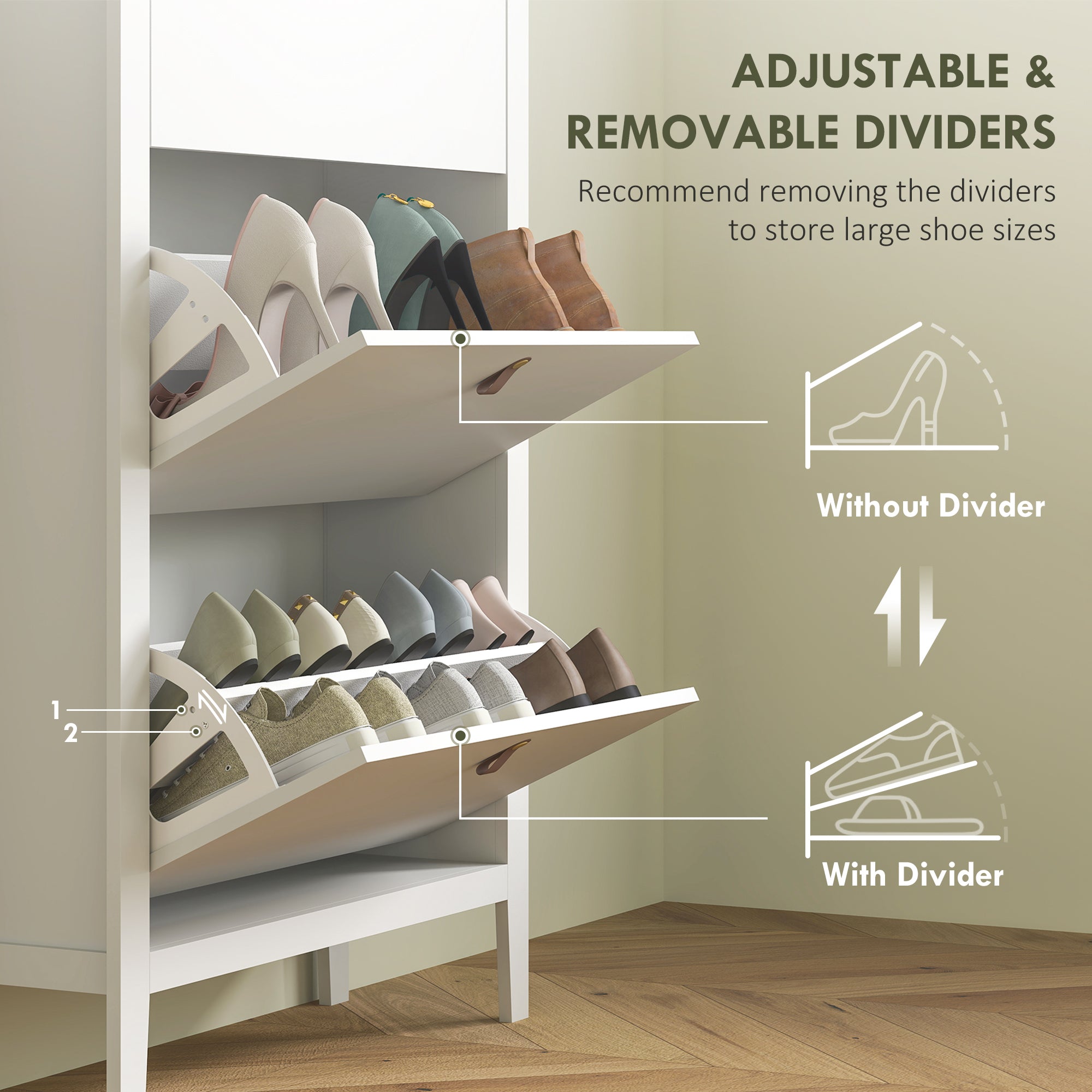 HOMCOM Modern Three-Drawer Shoe Cabinet - White - North Peak Garden Furniture