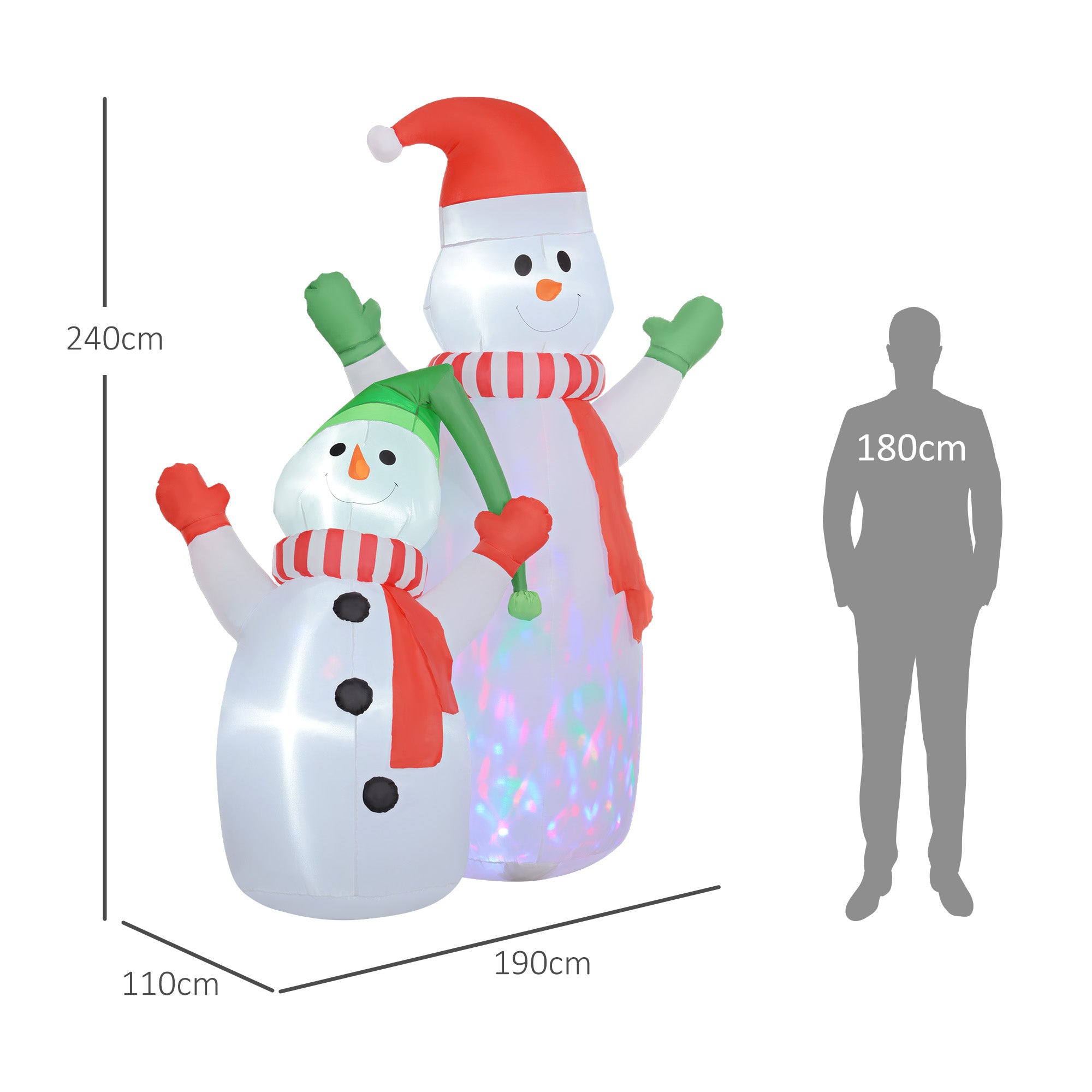 Outsunny 8ft Inflatable Snowman and Son Christmas Decoration - North Peak Garden Furniture