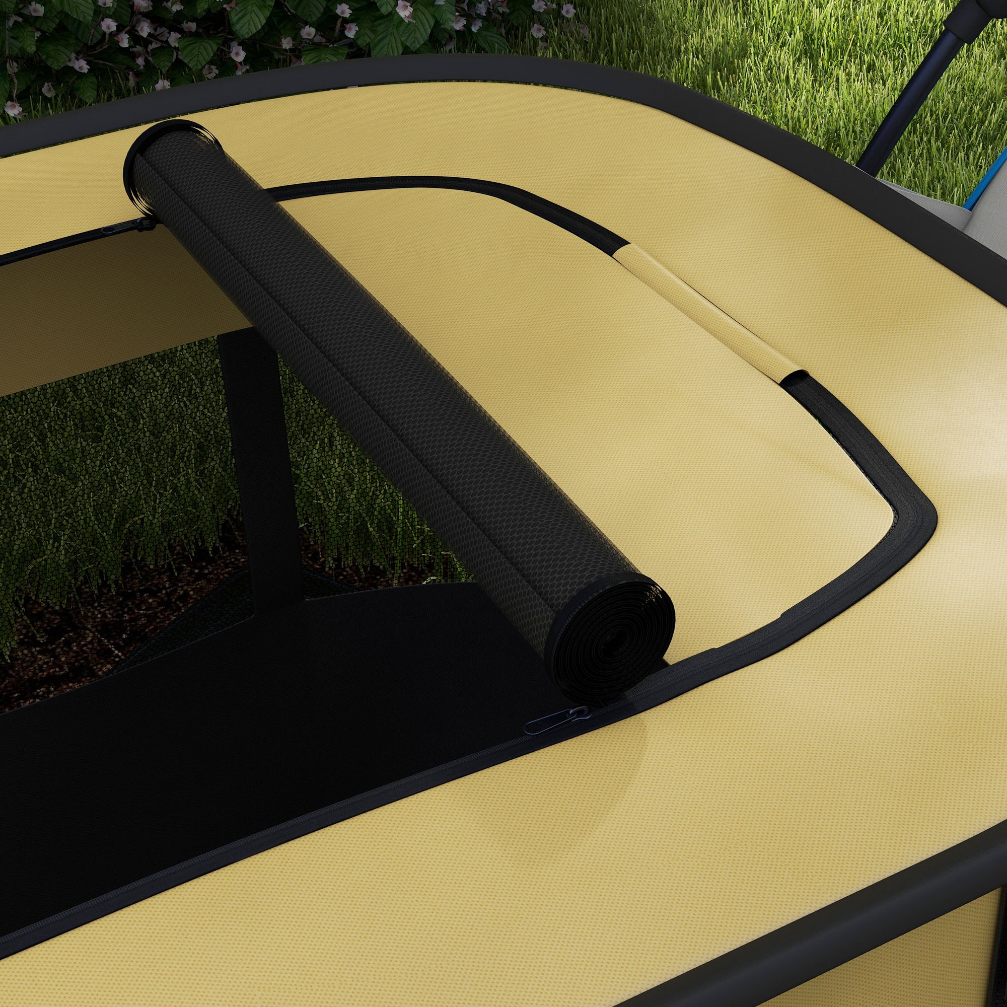 PawHut Foldable Dog Pen with Storage Bag for Indoor/Outdoor Use, Portable Pet playpen, with Ground Stakes - Yellow - North Peak Garden Furniture