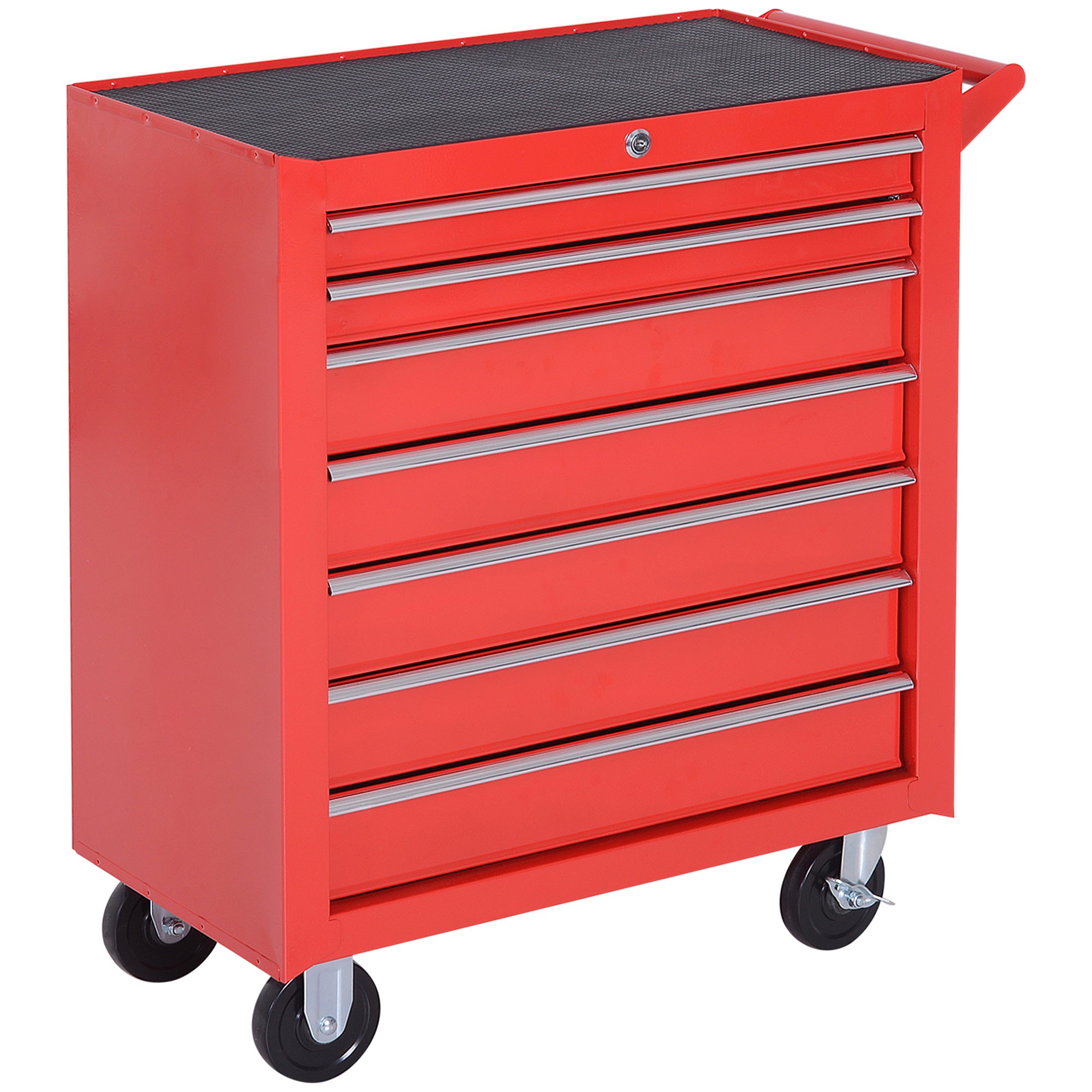 DURHAND Roller Tool Cabinet Storage Chest Box 7 Drawers Roll Wheels Garage Workshop Red - North Peak Garden Furniture