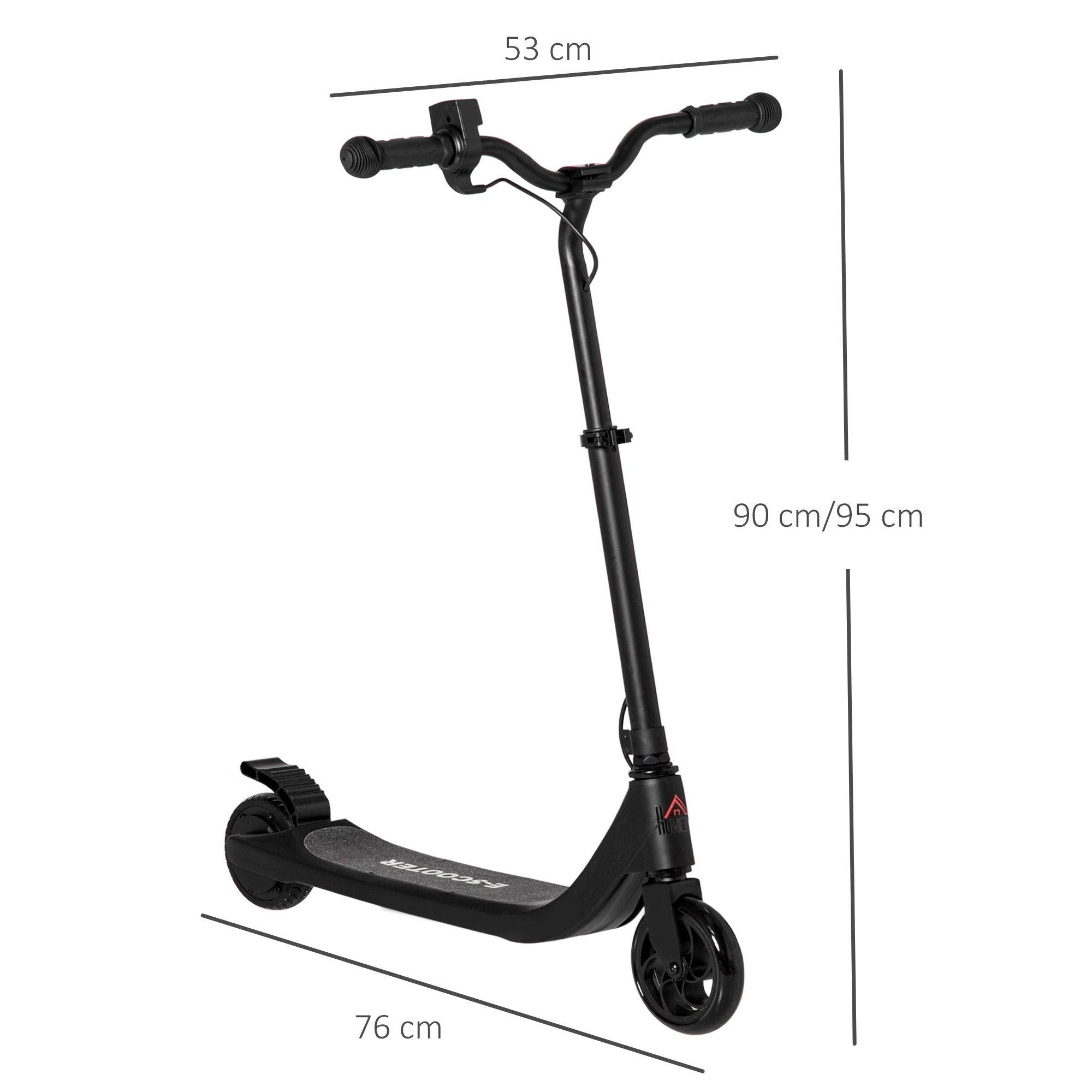 HOMCOM Electric Scooter, 120W Motor E-Scooter with Battery Display, Adjustable Height, Rear Brake for Ages 6+ Years - Black - North Peak Garden Furniture