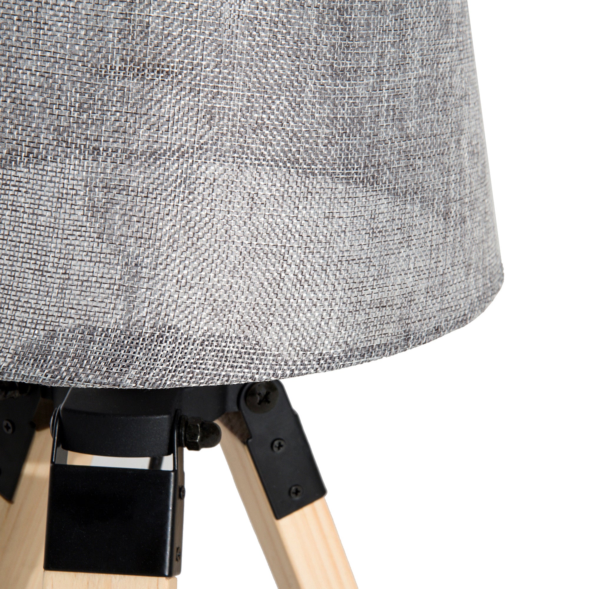 HOMCOM Wooden Tripod Table Lamp for Side, Desk or End Table with E27 Bulb Base（Grey Shade） - North Peak Garden Furniture