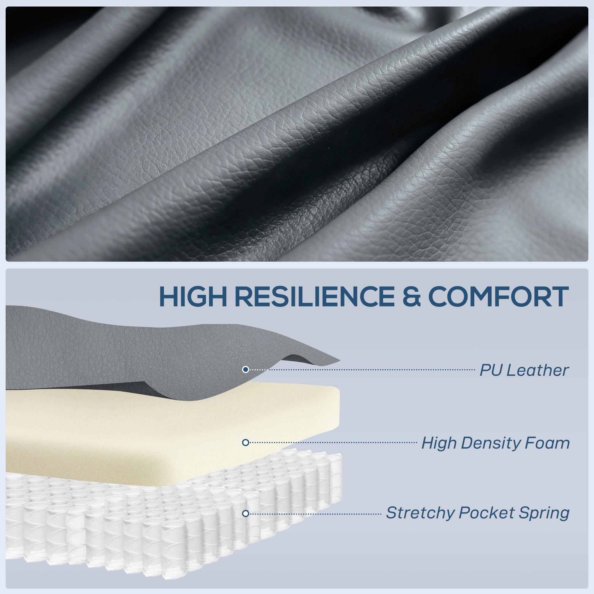 HOMCOM Massage Recliner Armchair, PU Leather Recliner Chair, Grey