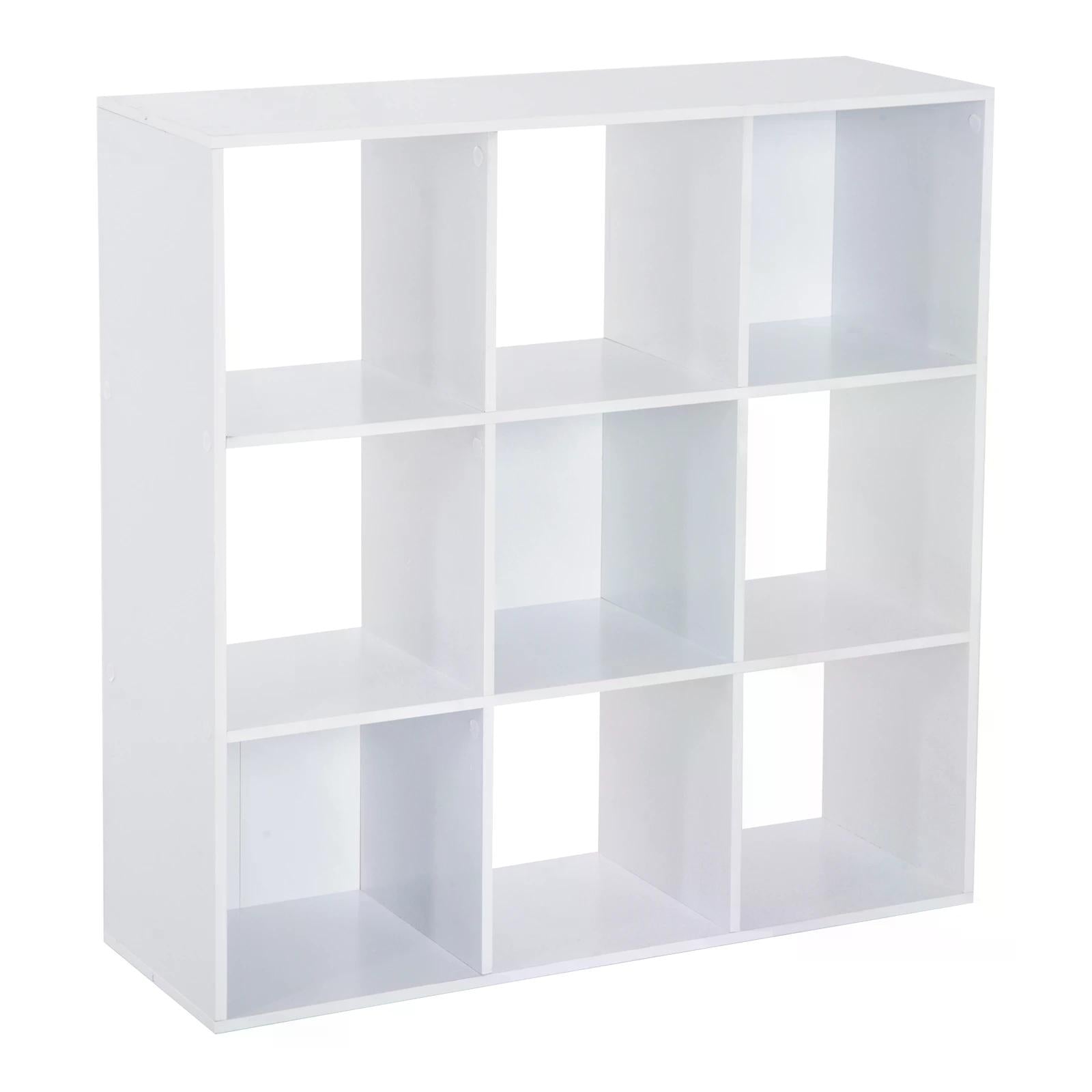 HOMCOM Wooden 9 Cube Storage Cabinet Unit 3 Tier Bookcase Shelves Organiser Rack Display  - White