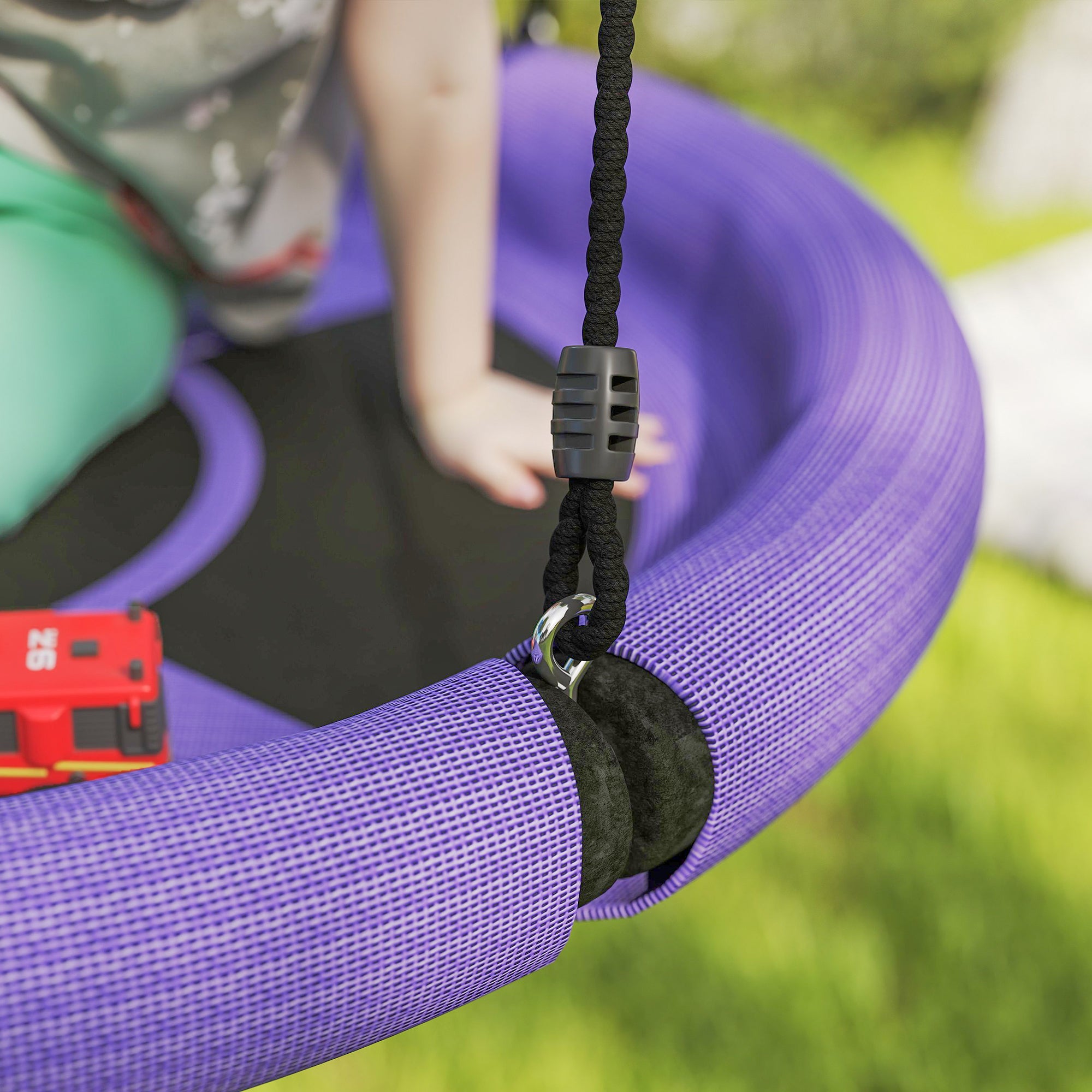 AIYAPLAY 100cm Diameter Nest Swing Seat for Kids with Height Adjustable Hanging Ropes for Outdoor, Playground, Garden, Purple - North Peak Garden Furniture