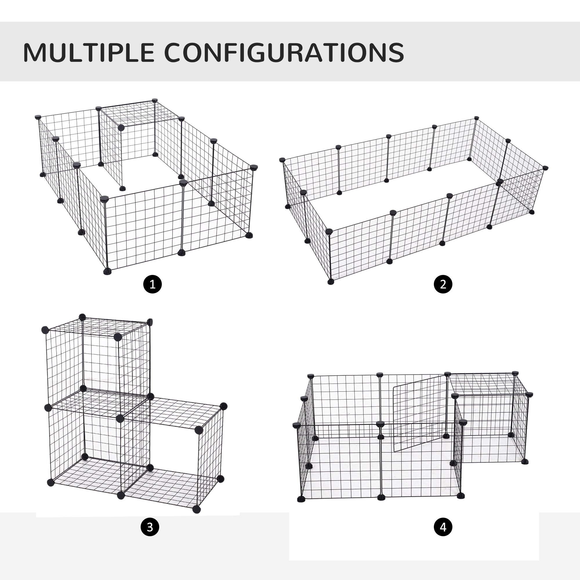 PawHut DIY Pet Playpen Metal Wire Fence 12 Panel Enclosure Indoor Outdoor Guinea Pig Rabbit Small Animals Cage Black - North Peak Garden Furniture