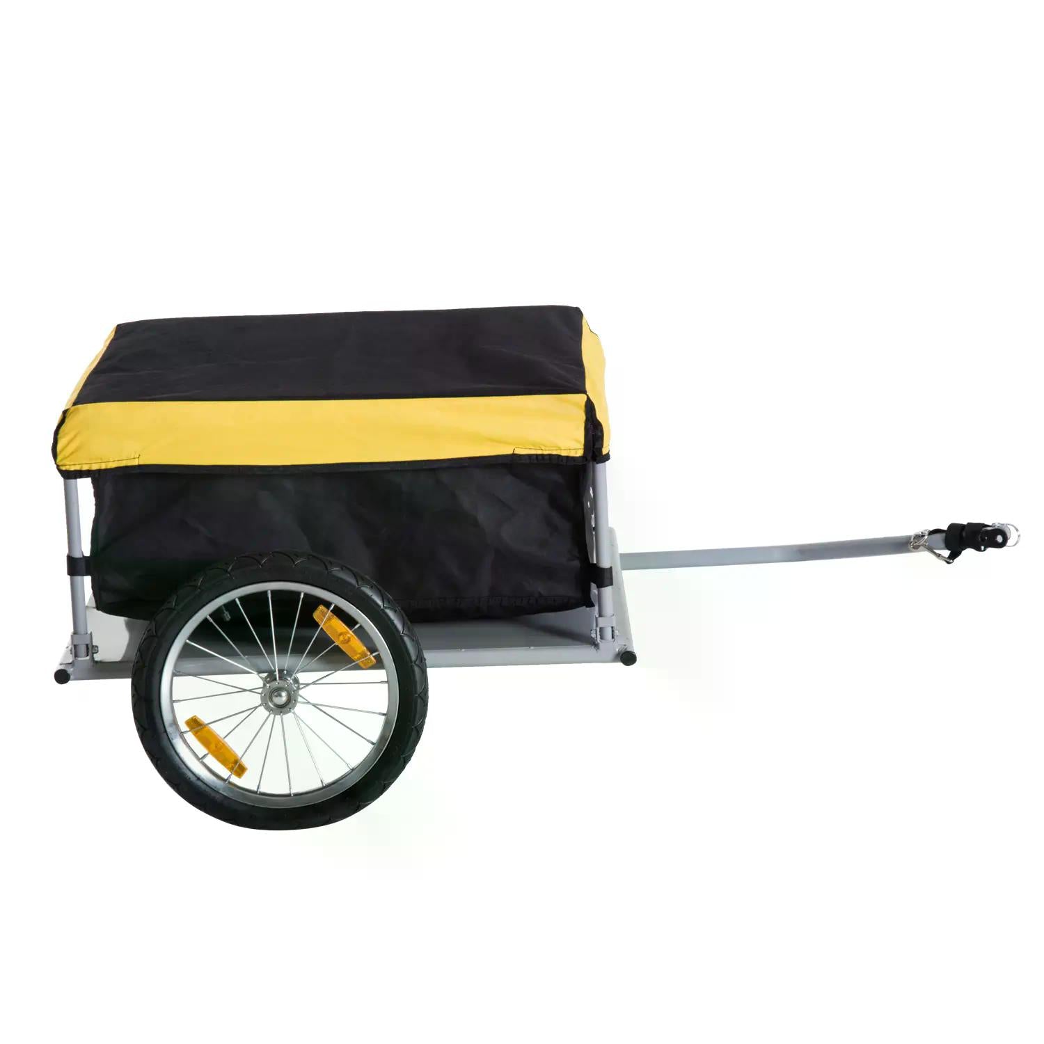 HOMCOM Steel Frame Bike Cargo Trailer Storage Cart and Luggage Trailer with Hitch Yellow