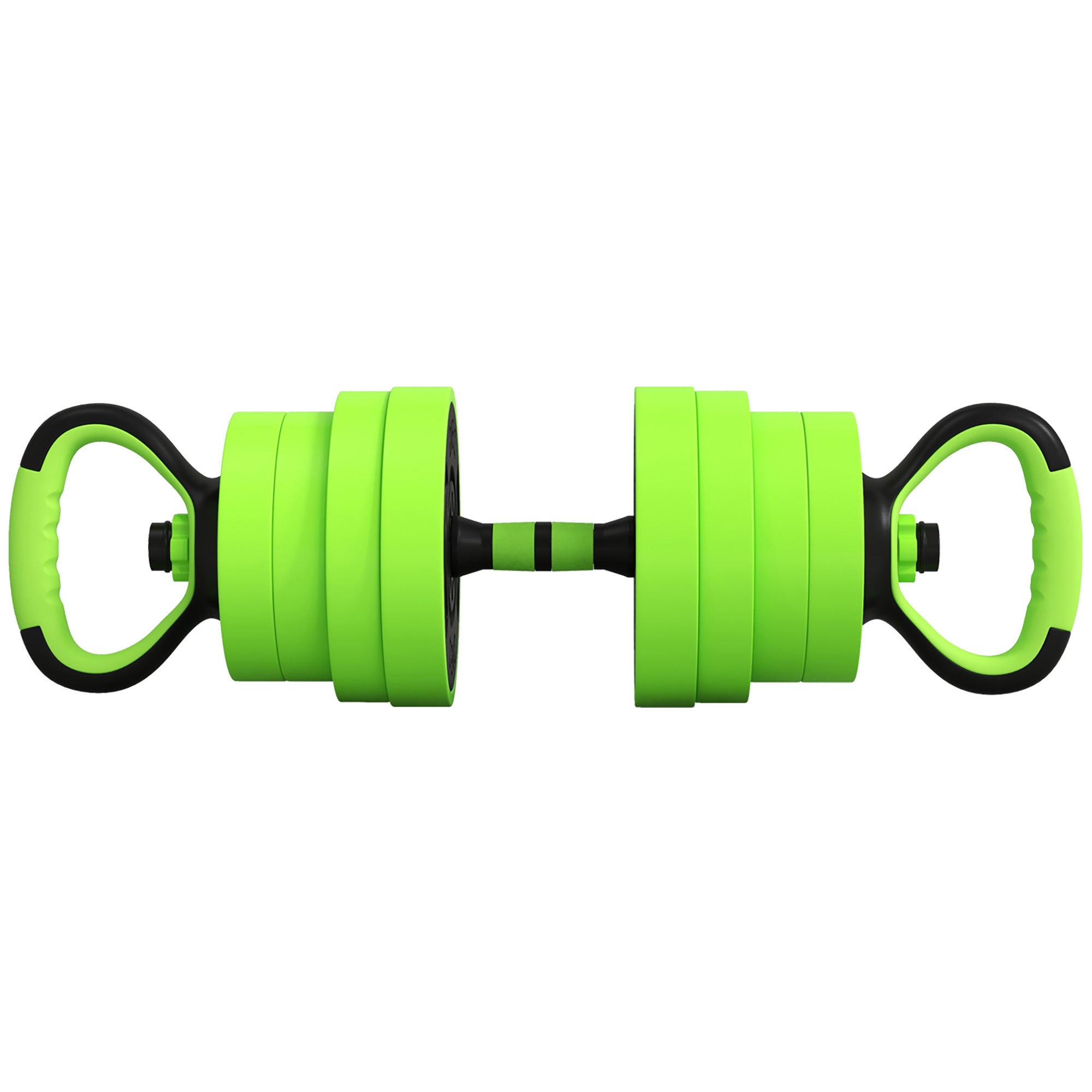 SPORTNOW 30kg Four-In-One Adjustable Weight Dumbbells Set, Barbell, Kettlebell, Push Up Stand - Green