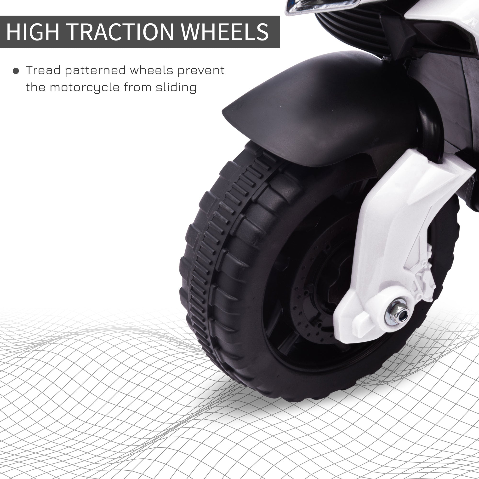 HOMCOM Kids Electric Motorbike 6V Ride on Motorcycle Vehicle w/ Lights Horn Sounds for 1.5-4 Years Old White - North Peak Garden Furniture