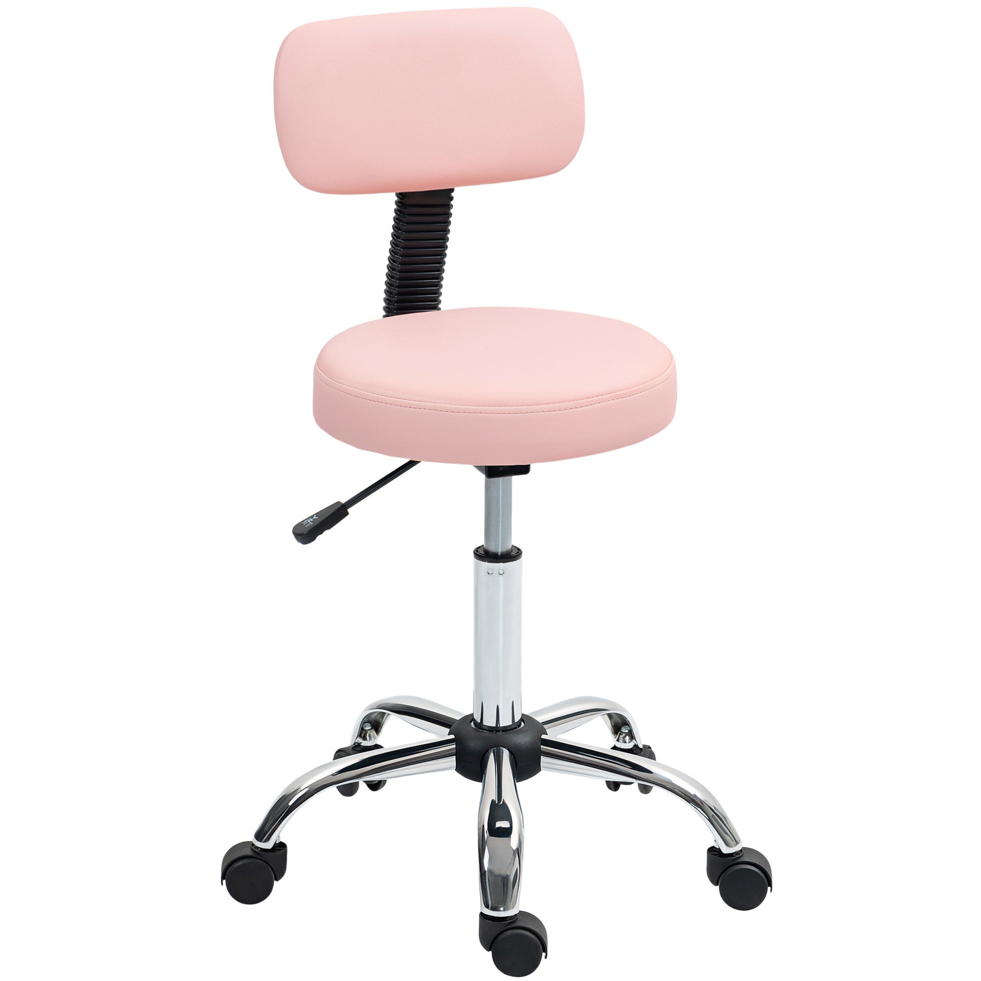 HOMCOM 360° Swivel Seat Salon Stool - Pink - North Peak Garden Furniture