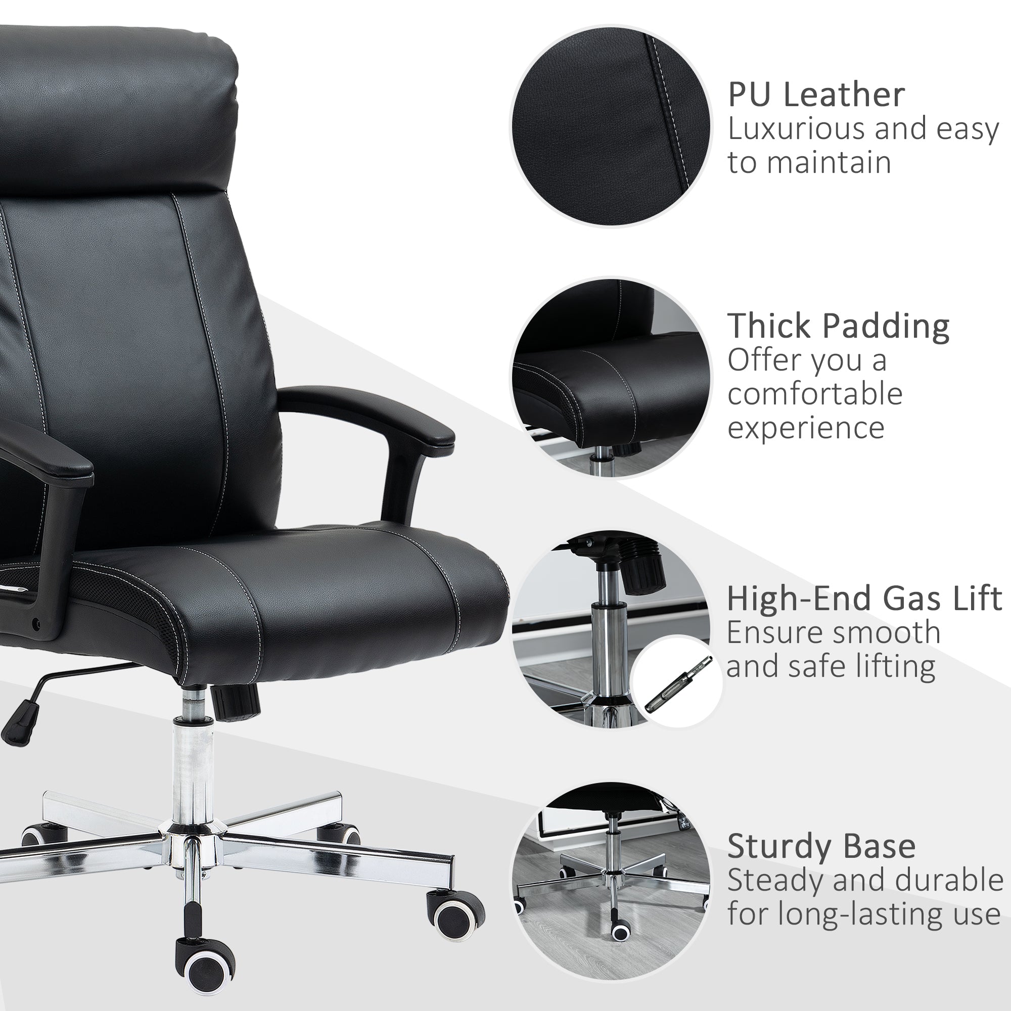 Vinsetto High-Back Vibration Massage Office Chair, Computer Chair with Tilt Function, Remote Control and Adjustable Height, Black - North Peak Garden Furniture