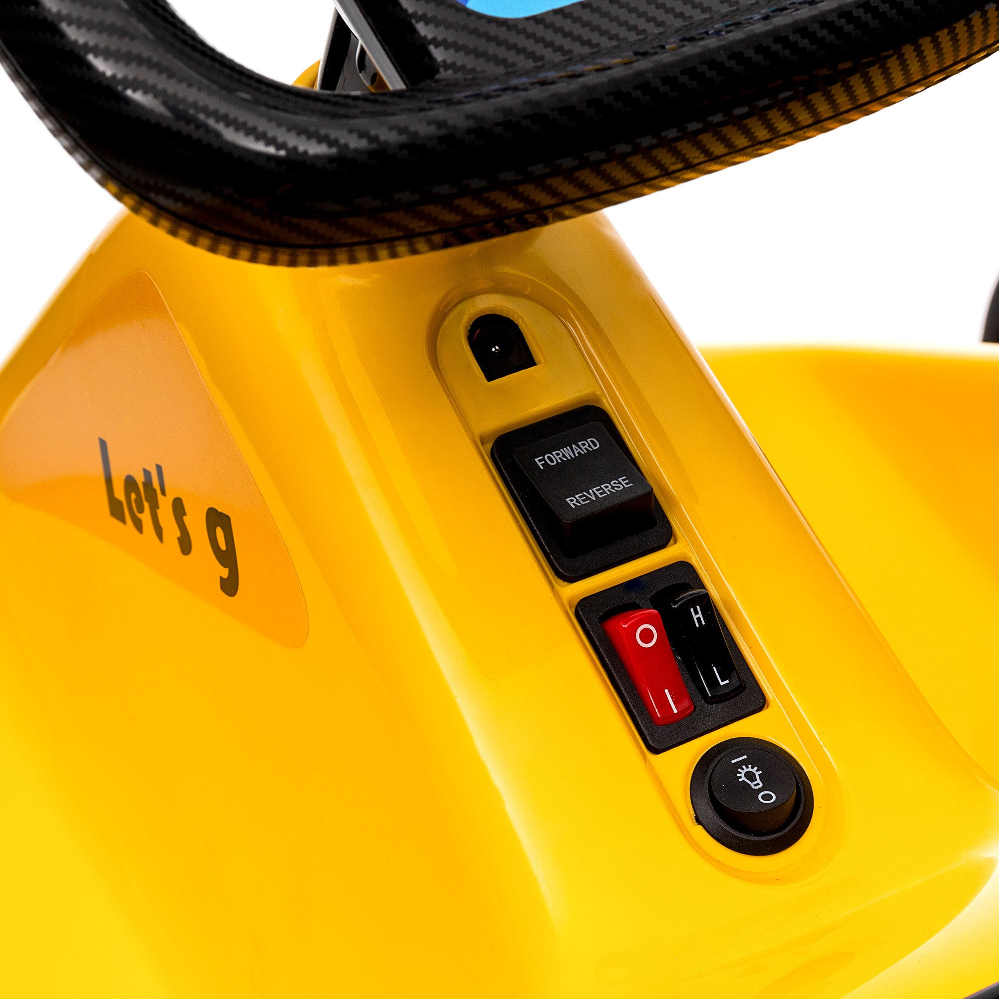 AIYAPLAY 6V Electric Go Kart for Kids with Music, Light, Horn, for 3-5 Years, Yellow - North Peak Garden Furniture
