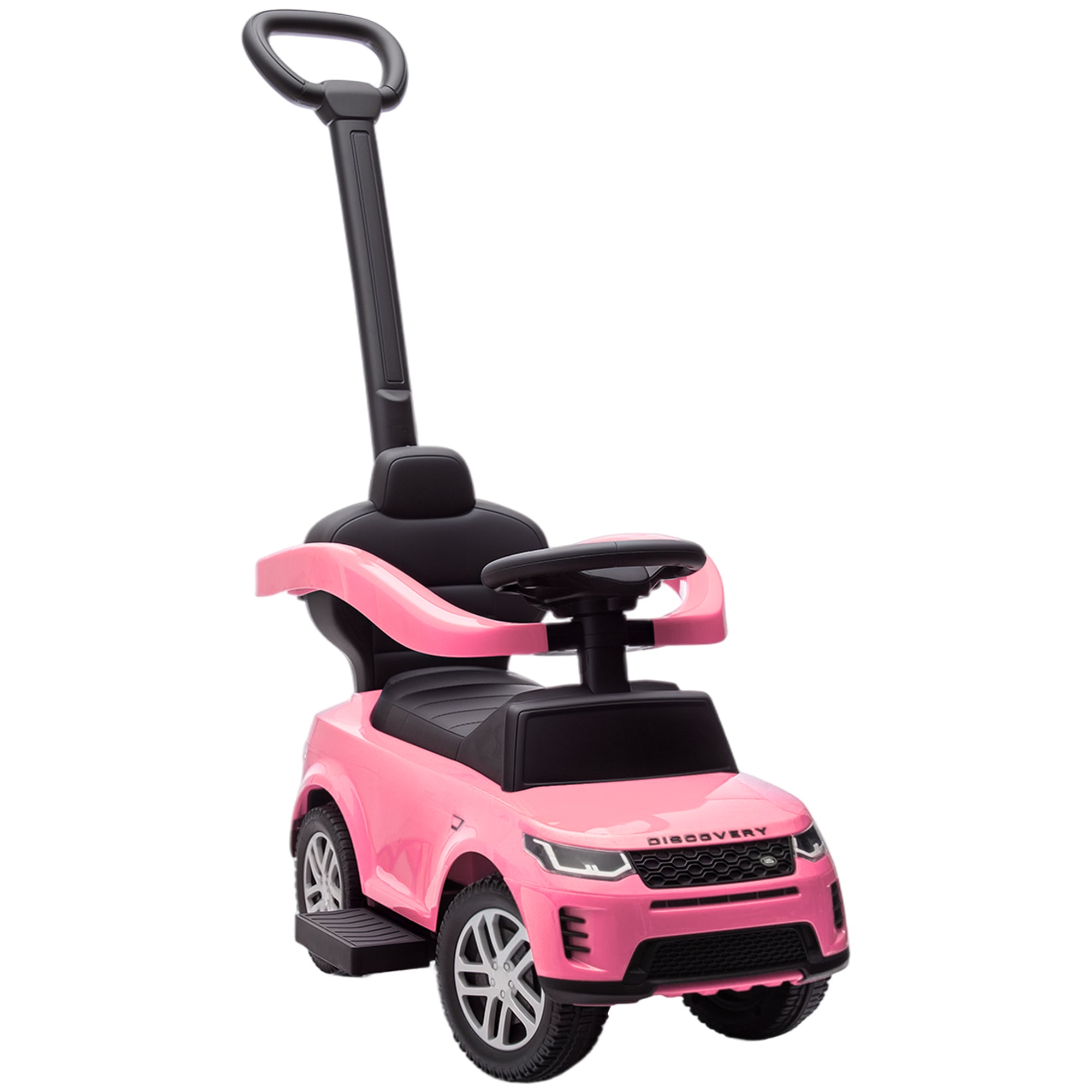 AIYAPLAY LAND ROVER DISCOVERY Licensed Baby Push Car, 2-in-1 Ride on Car with Push Handle and Safety Guardrail, Pink
