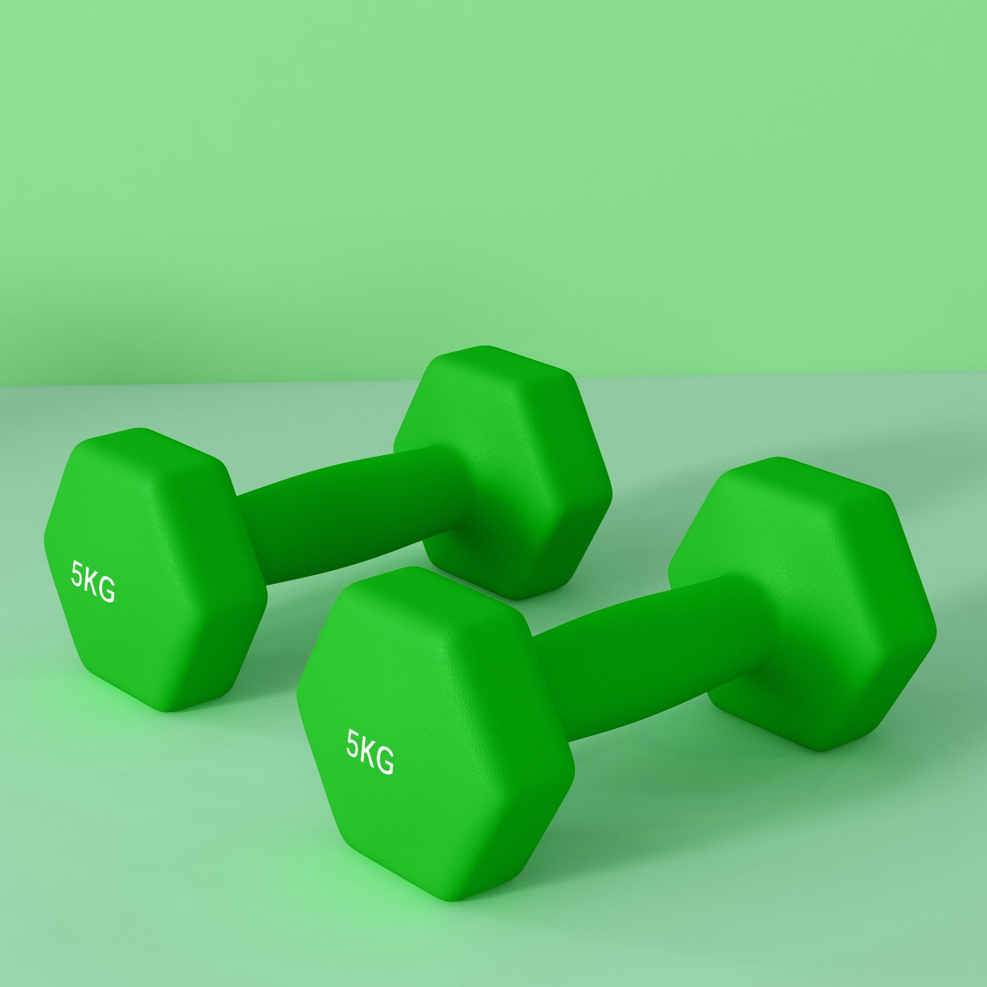 SPORTNOW 2 x 5kg Hexagonal Dumbbells Weights Set with Non-Slip Grip for Home Gym Workout, Green - North Peak Garden Furniture