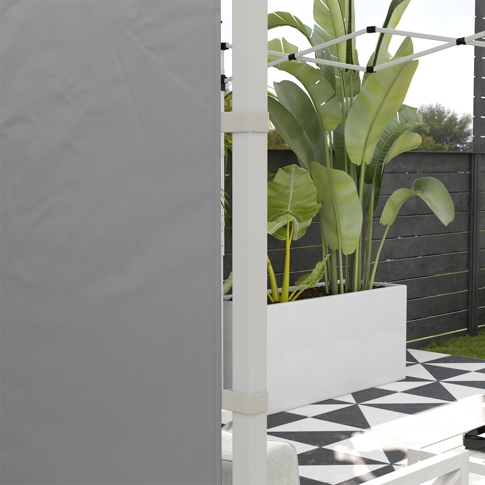 Outsunny Gazebo Side Panels, 2 Pack Sides Replacement, for 3x3(m) or 3x6m Pop Up Gazebo, with Windows and Doors, Light Grey - North Peak Garden Furniture