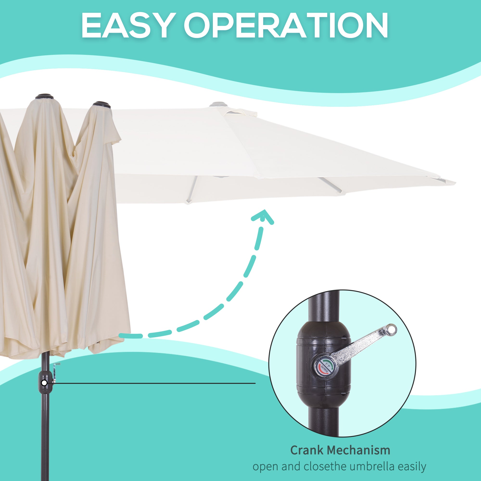 Outsunny 4.6m Double-Sided Patio Parasol Sun Umbrella-Beige - North Peak Garden Furniture