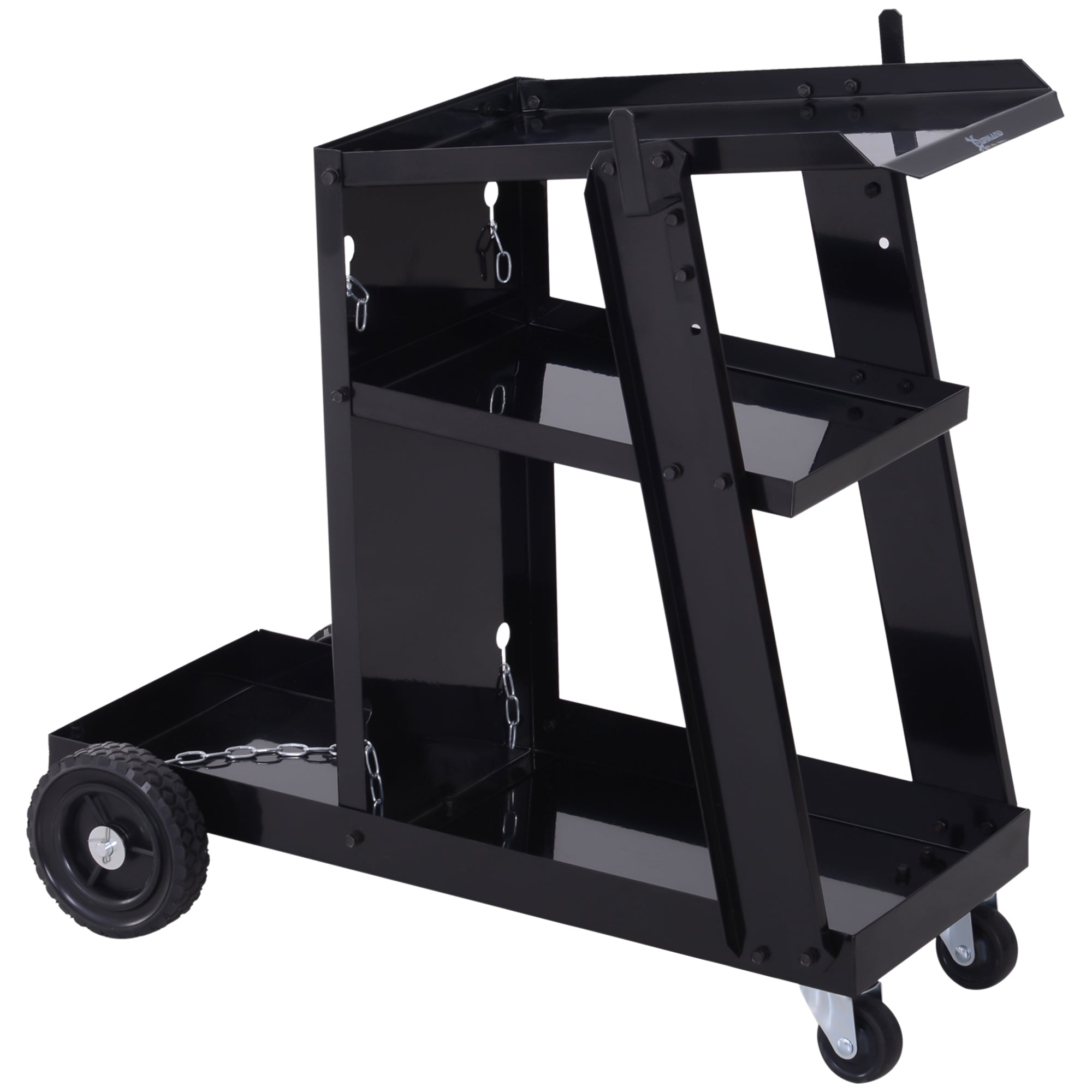 DURHAND Welding Cart Welder Trolley Garage for Gas Bottles w/ Safety Chain, Wheels, Black - North Peak Garden Furniture