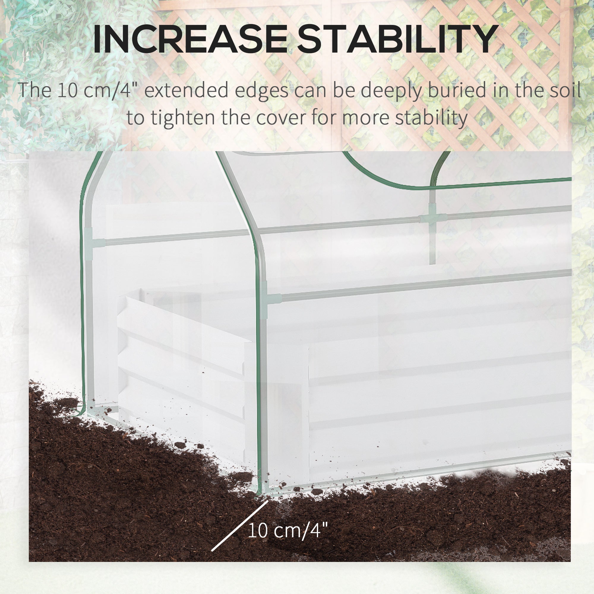 Outsunny Raised Garden Bed with Greenhouse, Steel Planter Box with Plastic Cover, Roll Up Window, Dual Use for Flowers, Vegetables, Fruits and Herbs, 185L x 95W x 92H cm, Clear - North Peak Garden Furniture