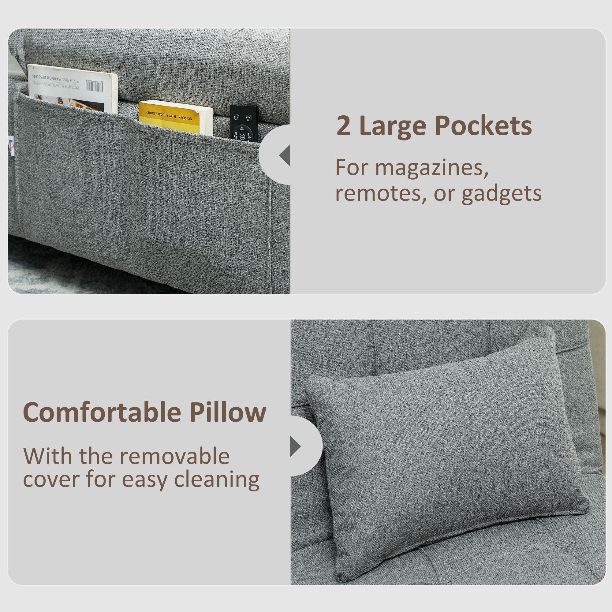 HOMCOM Four-In-One Single Sleeper Chair - Dark Grey - North Peak Garden Furniture
