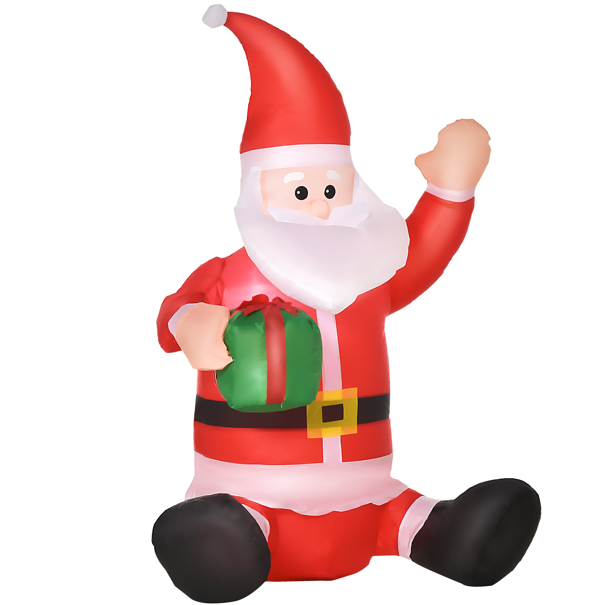 HOMCOM 4ft Inflatable Christmas Santa Claus Gift with LED Xmas Décor Holiday Outdoor Yard Decoration - North Peak Garden Furniture