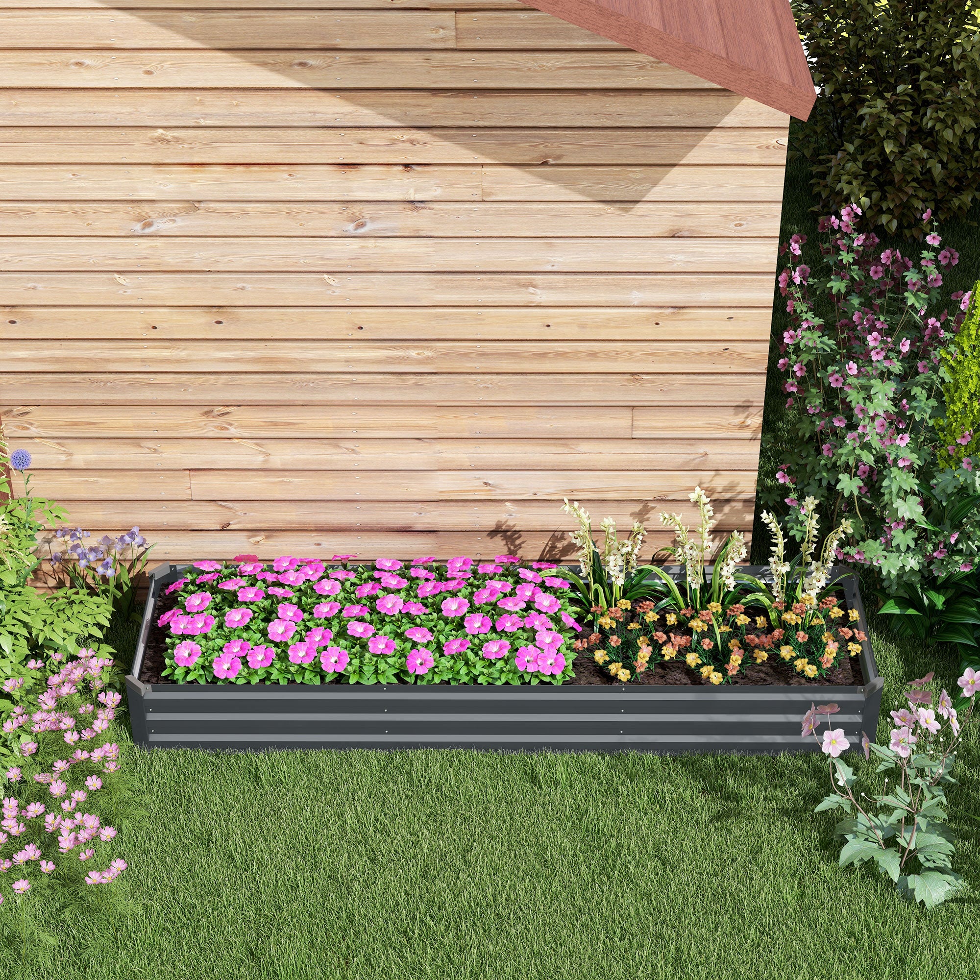 Outsunny 60 x 240cm Galvanised Steel Planter, with Open Bottom - North Peak Garden Furniture