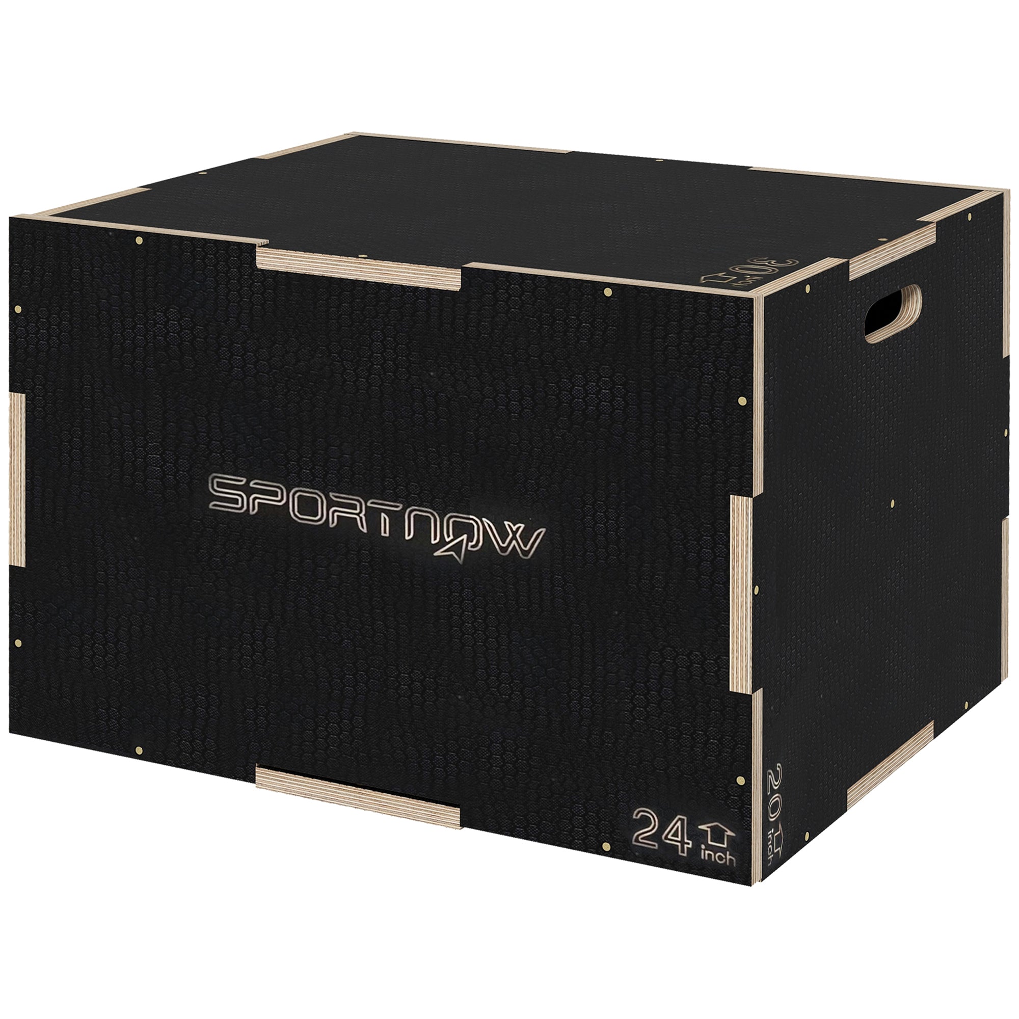 SPORTNOW Multi-Faceted Jump Box, Wooden Step Up Box, for Home, Gym, Exercise, 51/61/76cm- Black