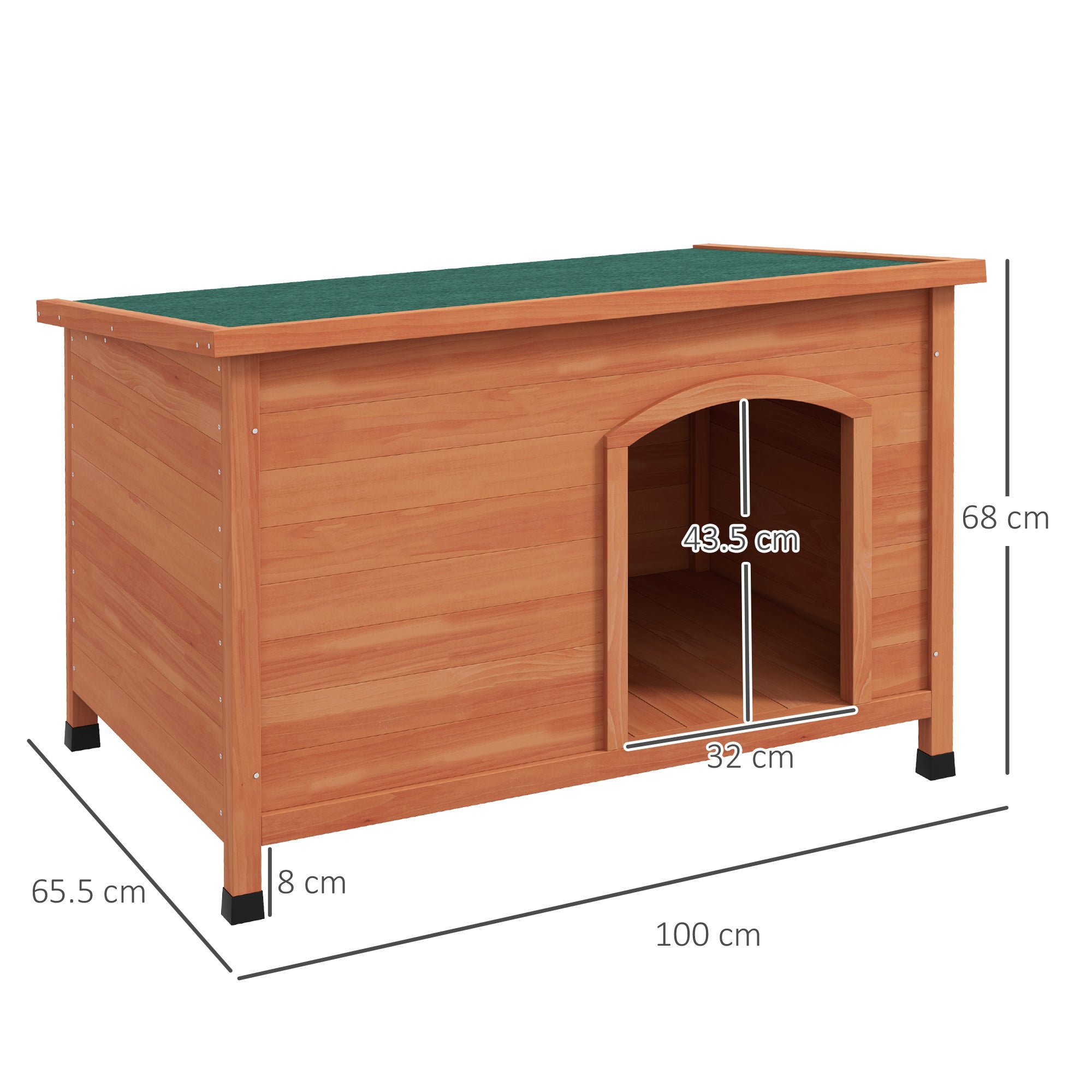 PawHut Wooden Dog Kennel, Outdoor Pet House, with Removable Floor, Openable Roof, Water-Resistant Paint - Natural Wood Tone - North Peak Garden Furniture