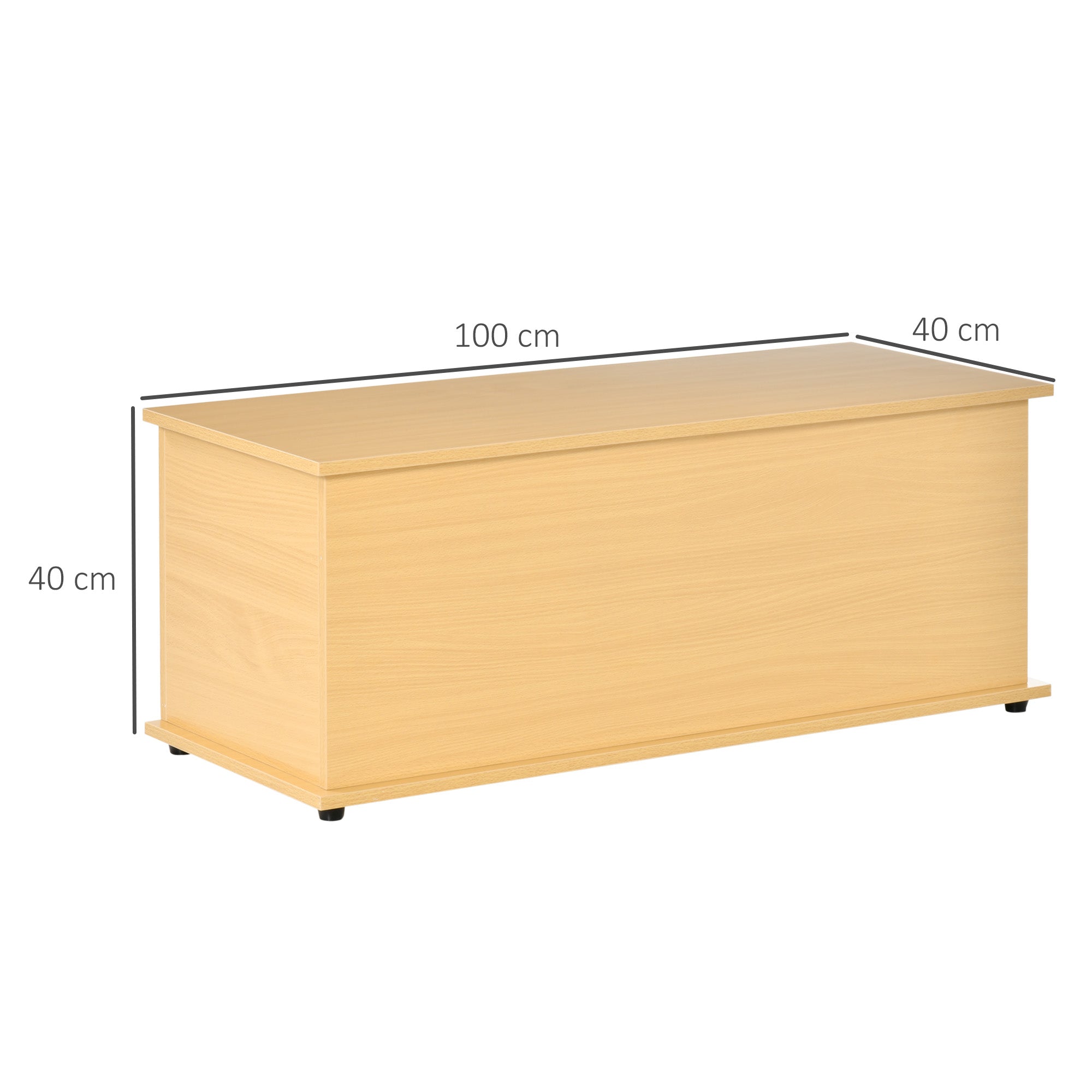 HOMCOM Wooden Storage Box Clothes Toy Chest Bench Seat Ottoman Bedding Blanket Trunk Container with Lid - Burlywood - North Peak Garden Furniture