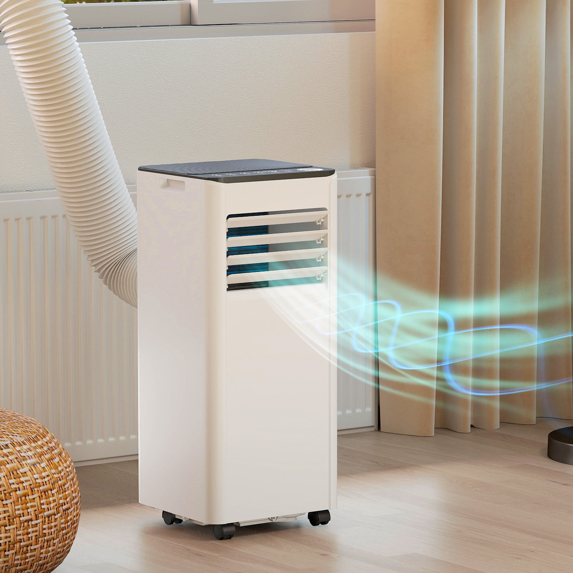 HOMCOM Portable Air Conditioner 9000 BTU, 4-in-1 AC Unit with Cool, Dehumidifier, Fan, Sleep Mode, WiFi Voice Remote Control