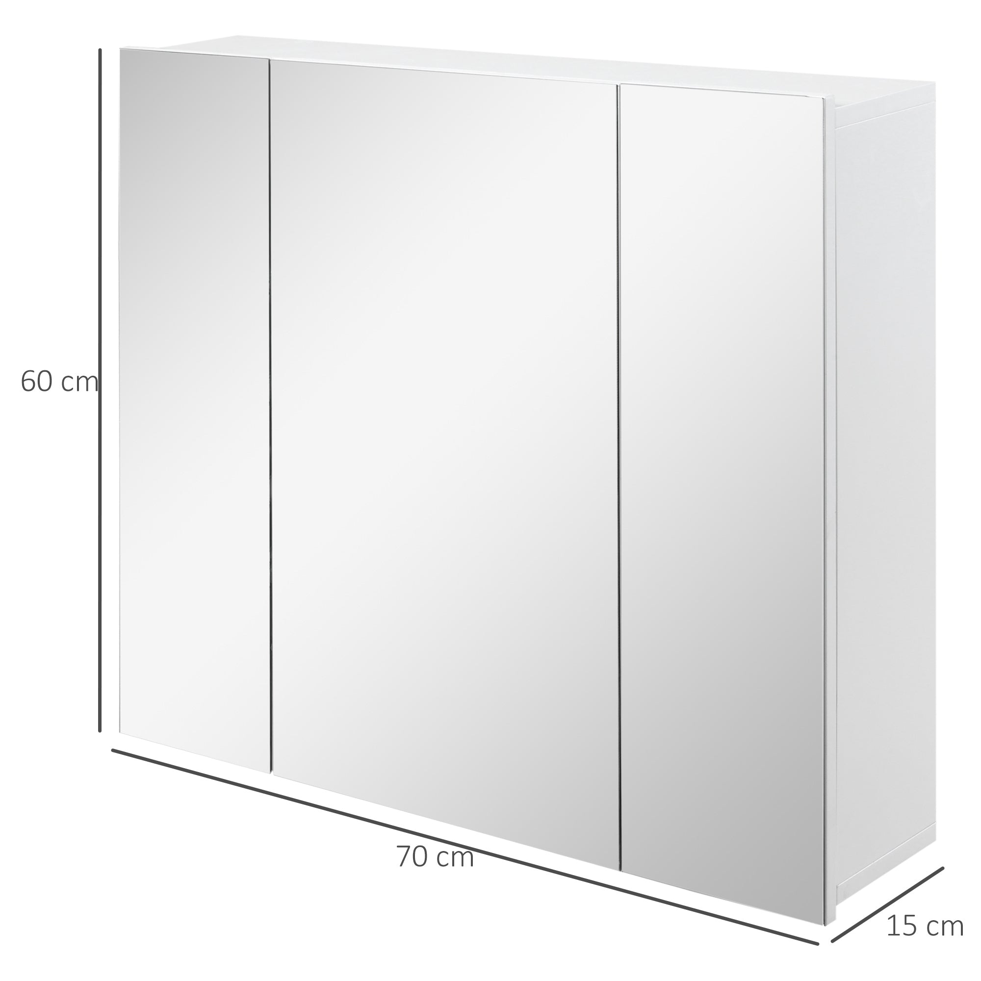 kleankin Wall Mounted Mirror Cabinet - White - North Peak Garden Furniture