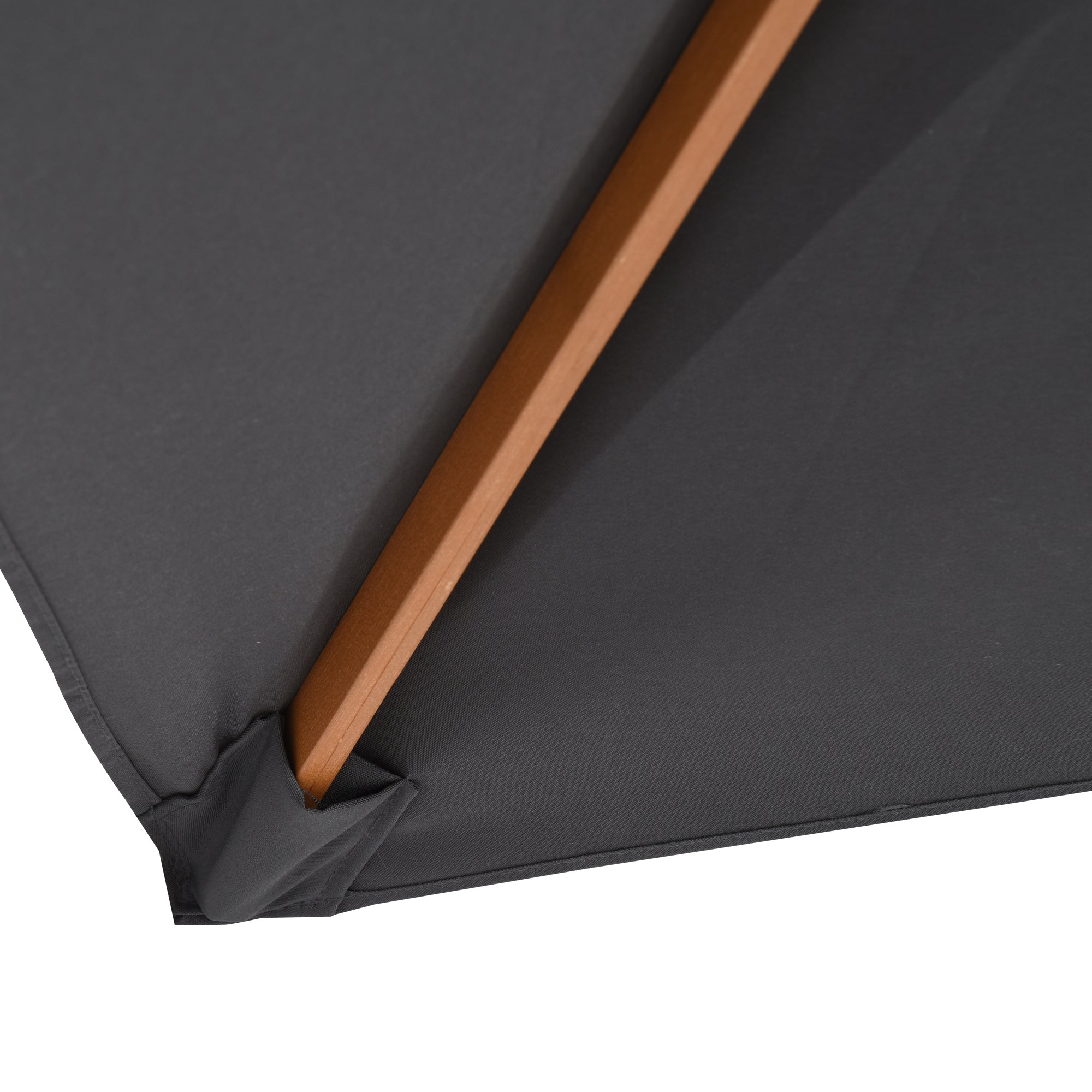 Outsunny 2 x 3m Wooden Garden Parasol Umbrella Outdoor Sun Shade Canopy, Dark Grey - North Peak Garden Furniture