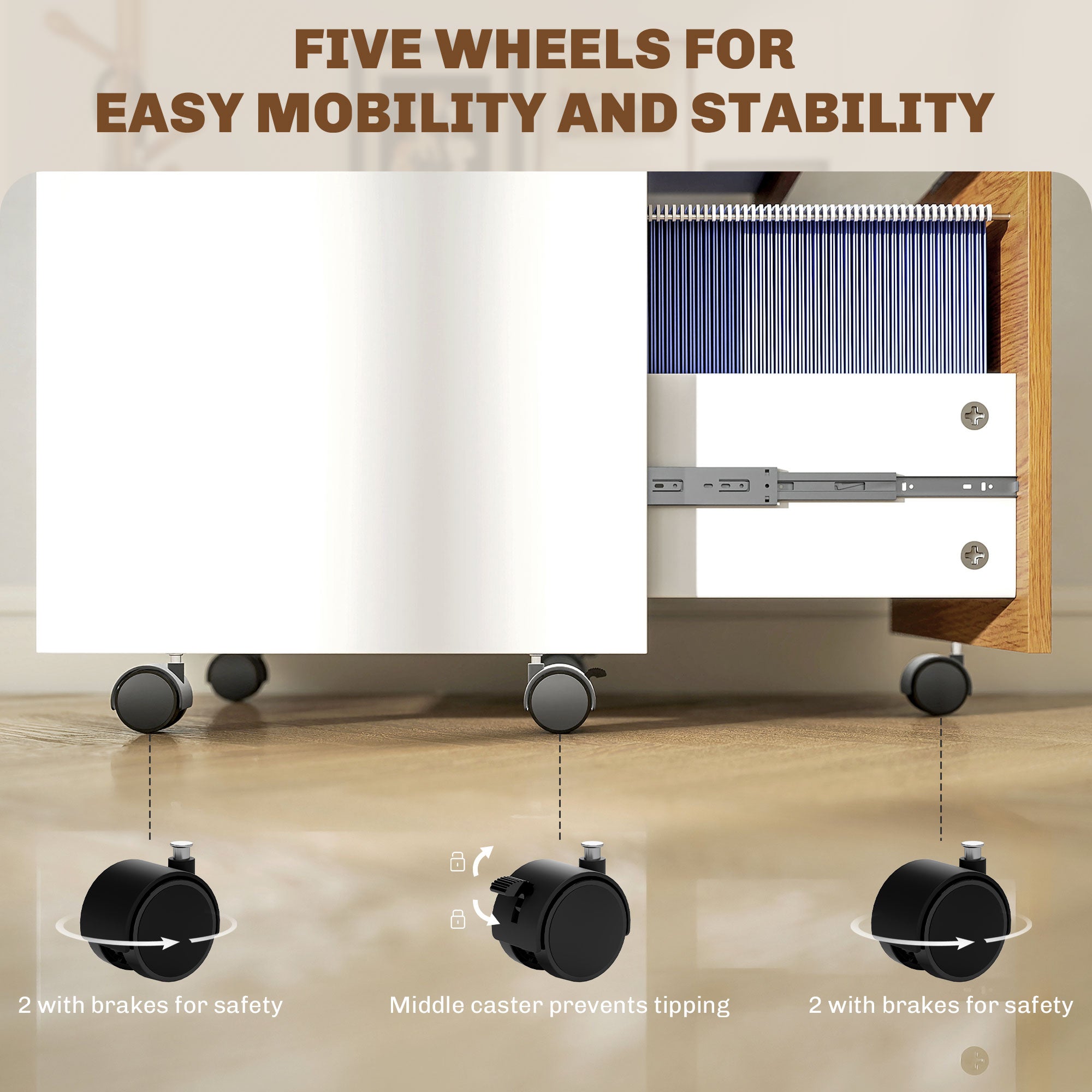 HOMCOM Two-Drawer Lockable Filing Cabinet - Wood Effect - North Peak Garden Furniture