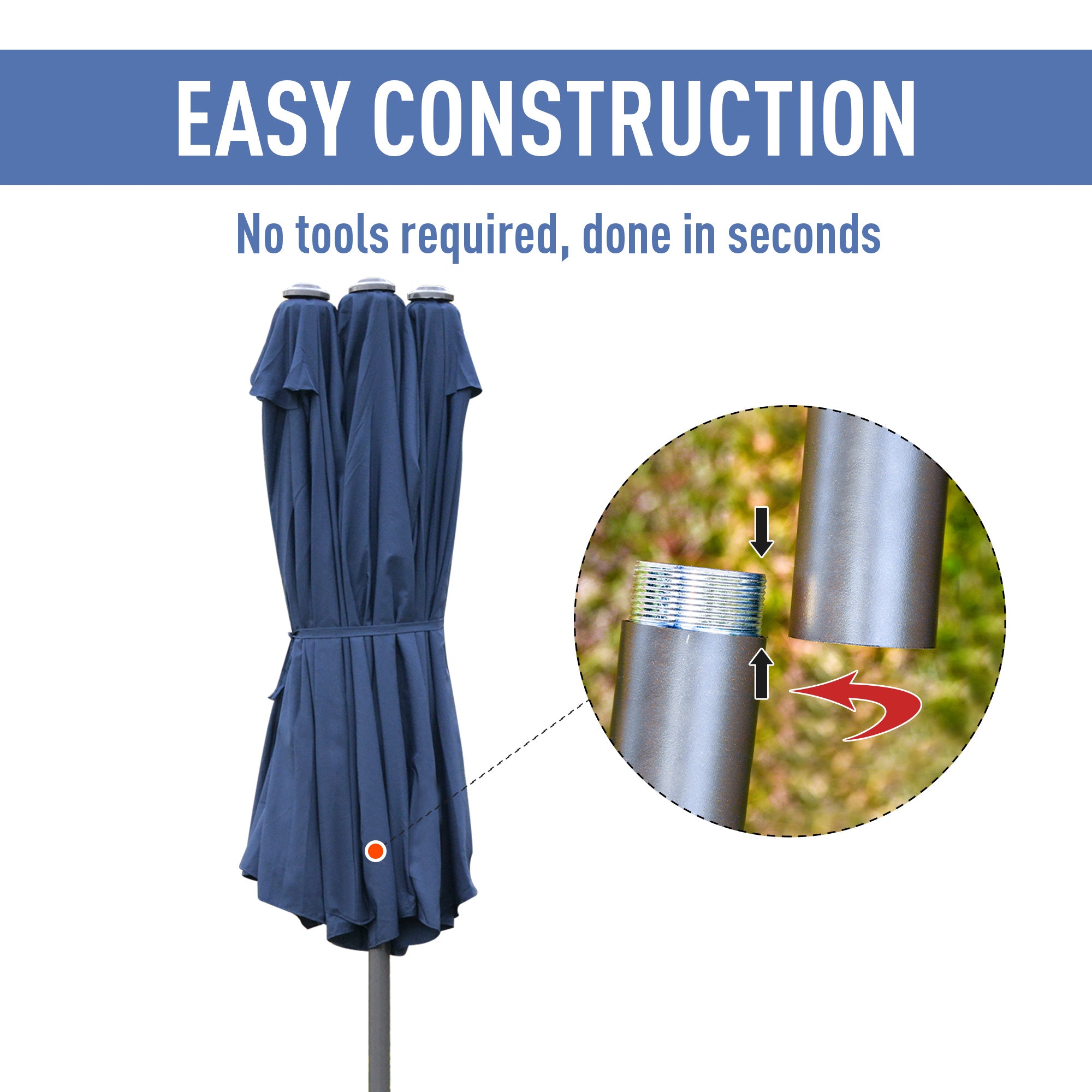 Outsunny 4.6M Sun Umbrella Canopy Double-sided Crank Sun Shade w/ Cross Base Dark Blue - North Peak Garden Furniture