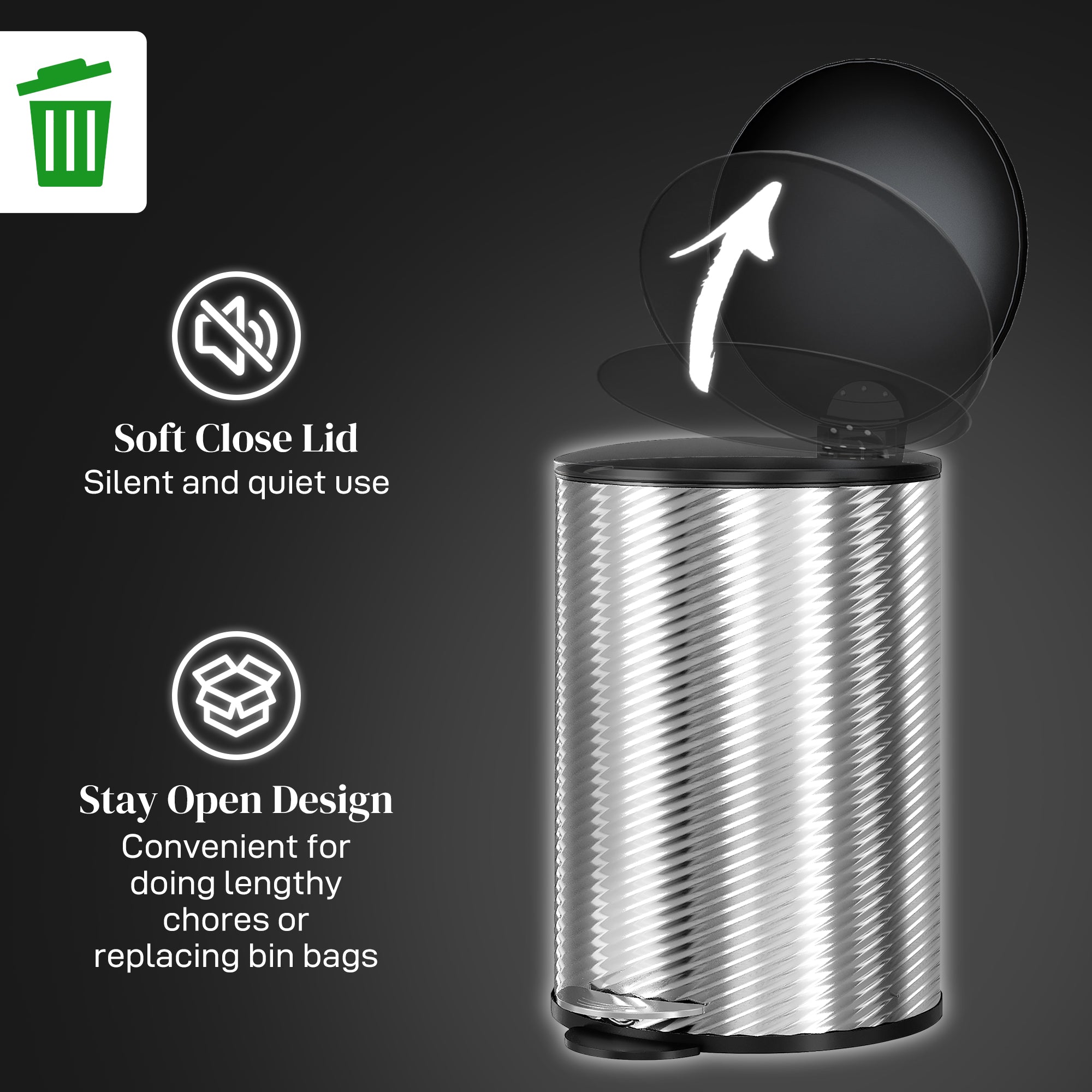 HOMCOM 20L Stainless Steel Compact Home Bin - North Peak Garden Furniture