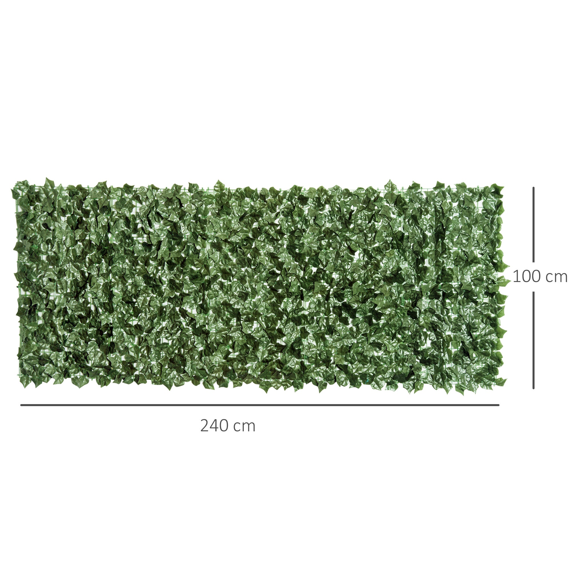 Outsunny 4-Piece Artificial Leaf Hedge Screen Privacy Fence Panel for Garden Outdoor Indoor Decor, Dark Green, 2.4M x 1M - North Peak Garden Furniture