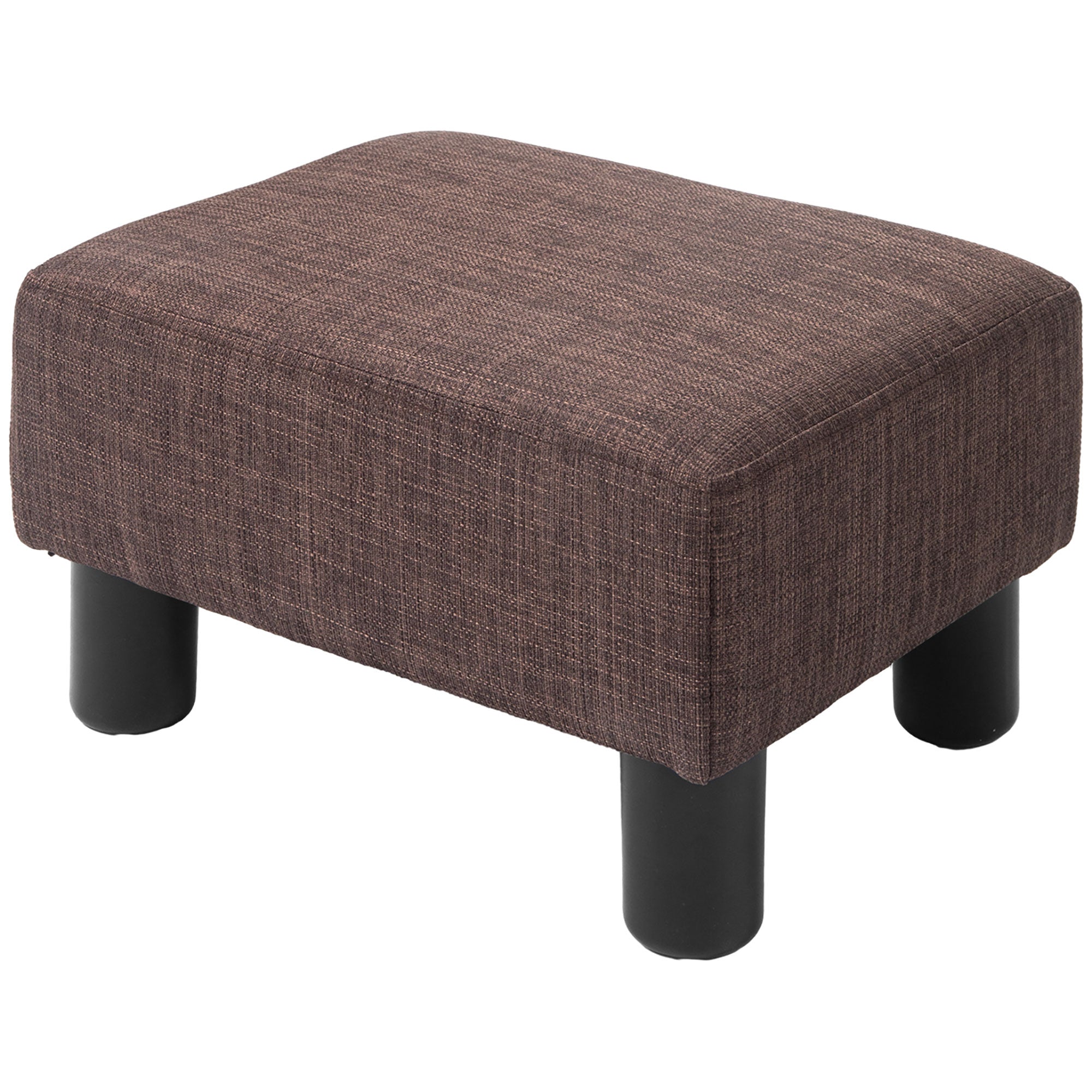 HOMCOM Linen Fabric Footstool Ottoman Cube with 4 Plastic Legs