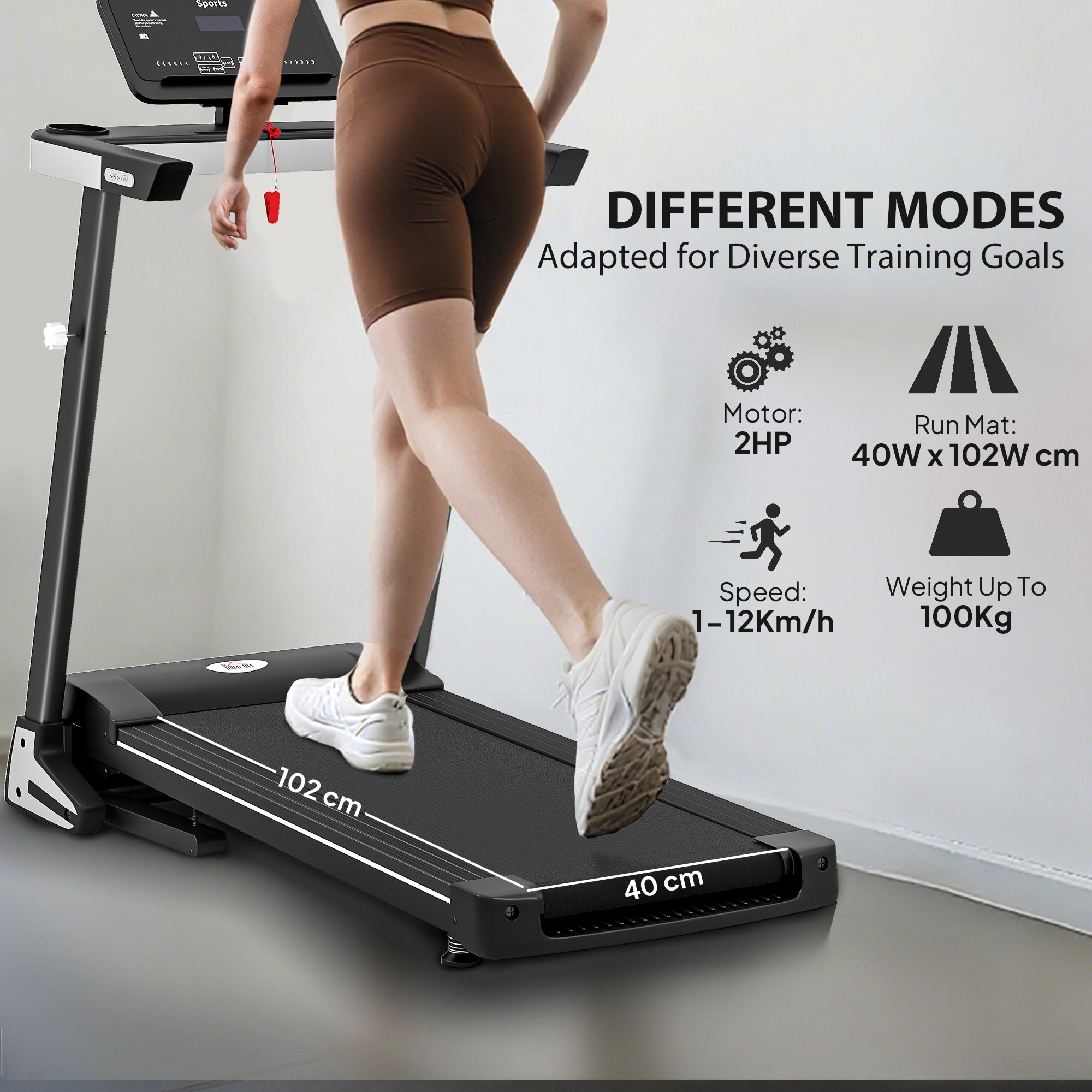 HOMCOM Folding Treadmill for Home Motorised Running Machine w/ LCD Display Black