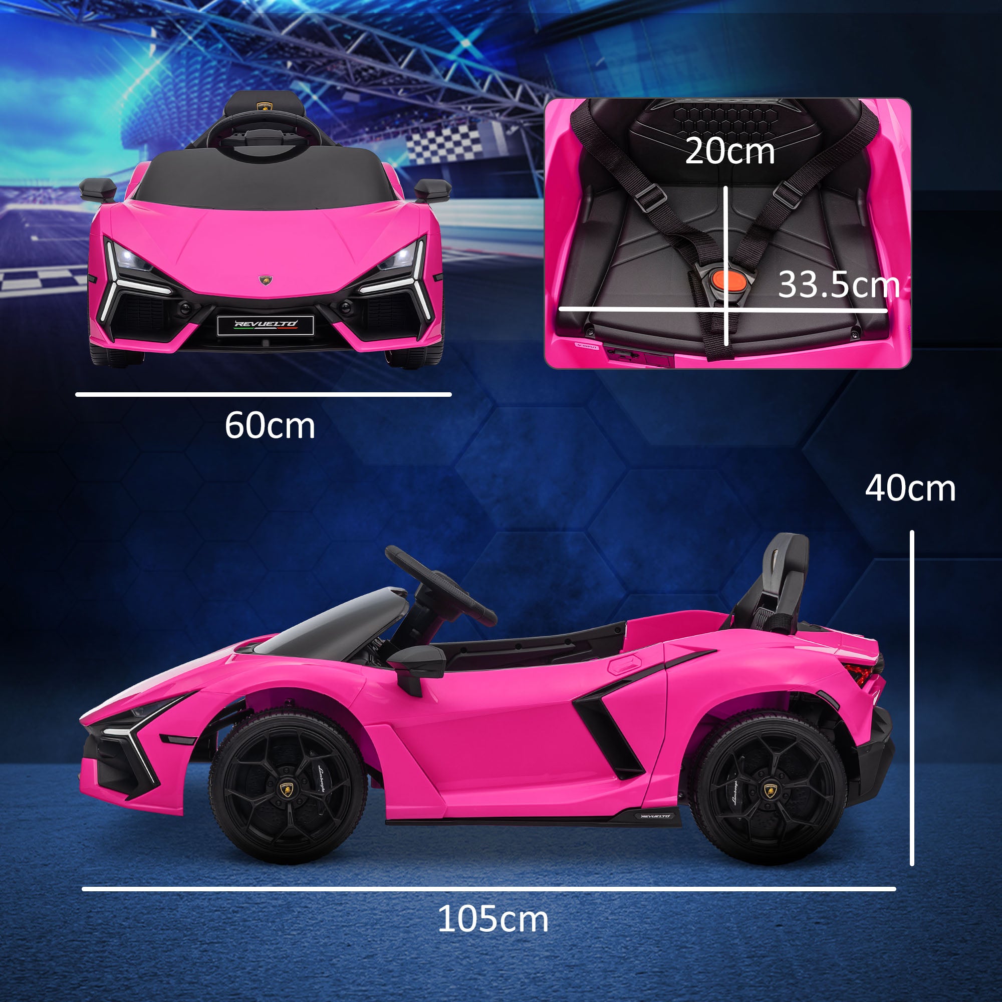 AIYAPLAY Lamborghini Revuelto Licensed 12V Ride on Car w/ Butterfly Doors, Transport Wheels, Suspension, Remote Control, Pink - North Peak Garden Furniture
