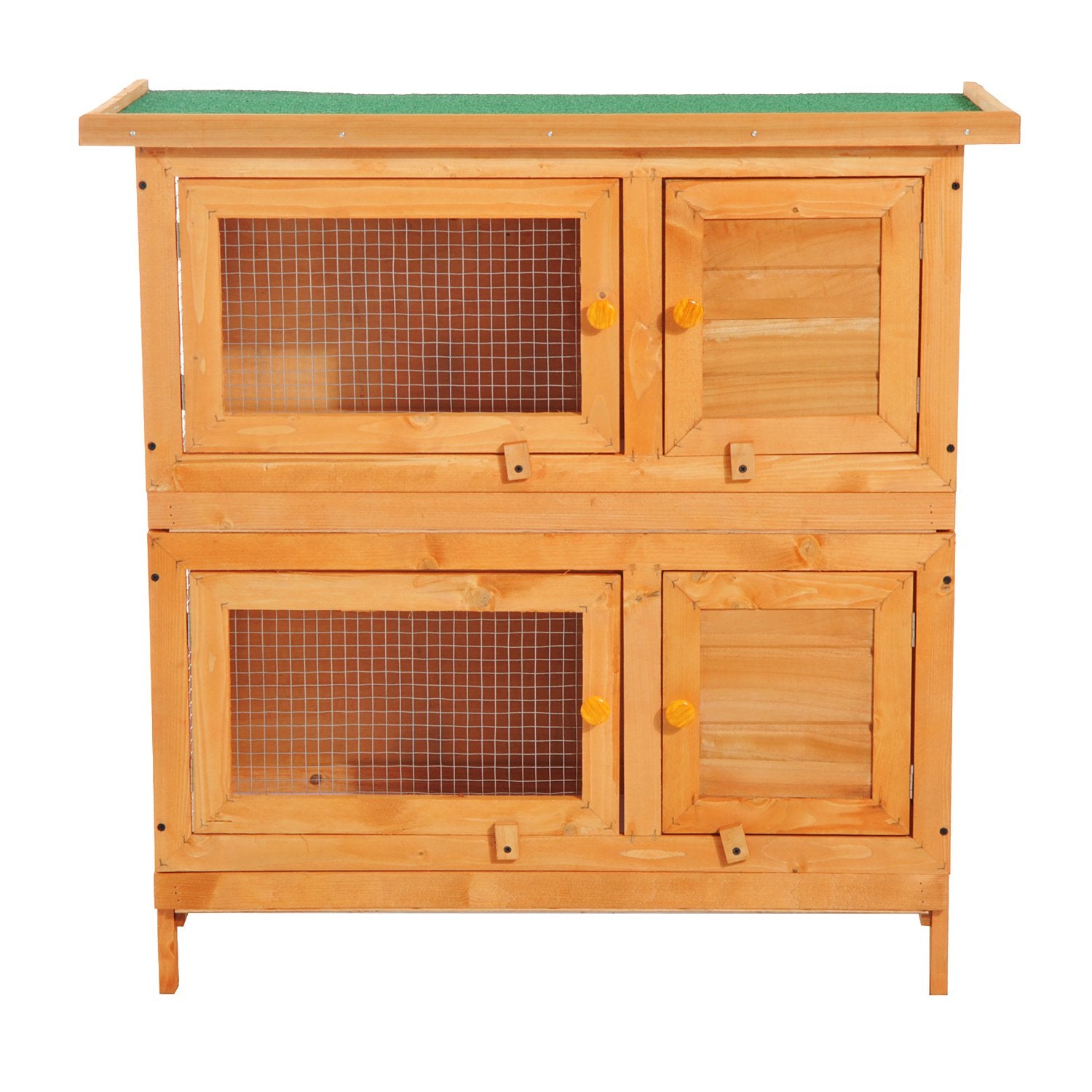 Pawhut 90cm 2 Tiers Double Decker Wooden Guinea Pigs Hutches Pet Cage