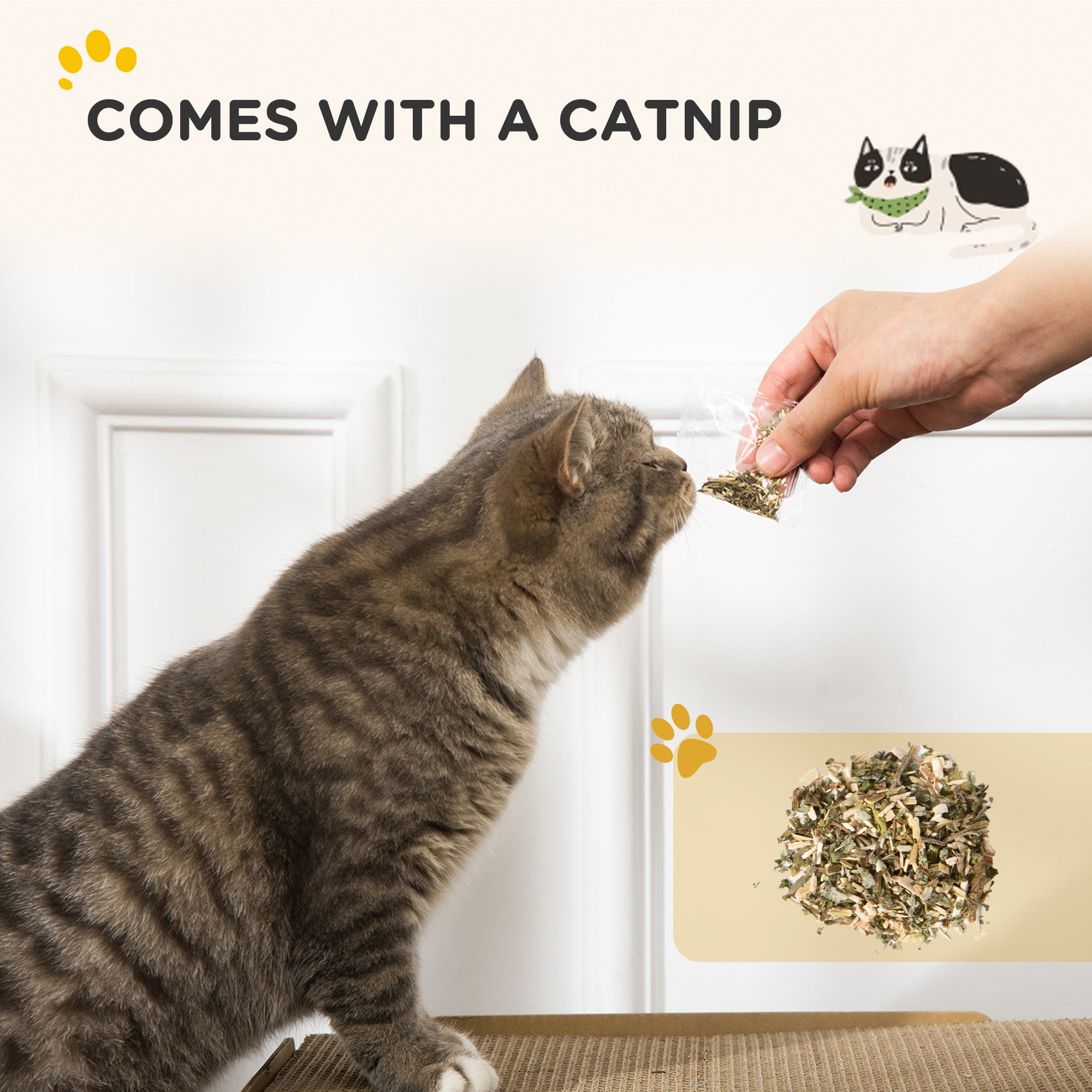 PawHut 2 in 1 TV Shape Cat Scratching Board House with Catnip, for Indoor Cats, Brown - North Peak Garden Furniture