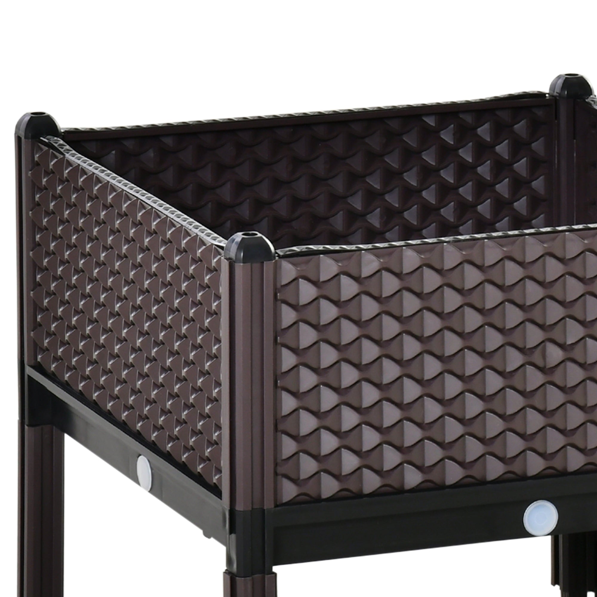 Outsunny 50cm x 50cm x 46.5cm Set of 2 41L Plastic Raised Garden Bed, Planter Box, Flower Vegetables Planting Container with Self-Watering Design and Drainage Holes for Patio Balcony - North Peak Garden Furniture