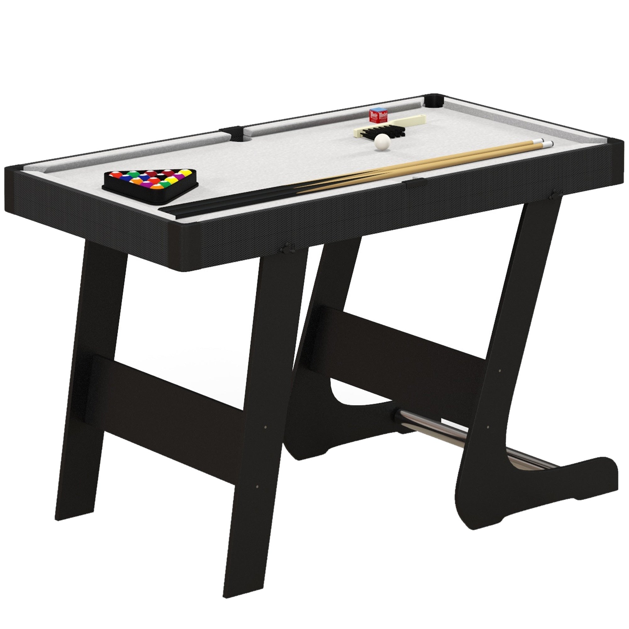 SPORTNOW 3.5ft Folding Pool Table, Snooker Table with Two Cues, 16 Balls, Chalk, Triangle, Brush - Grey - North Peak Garden Furniture