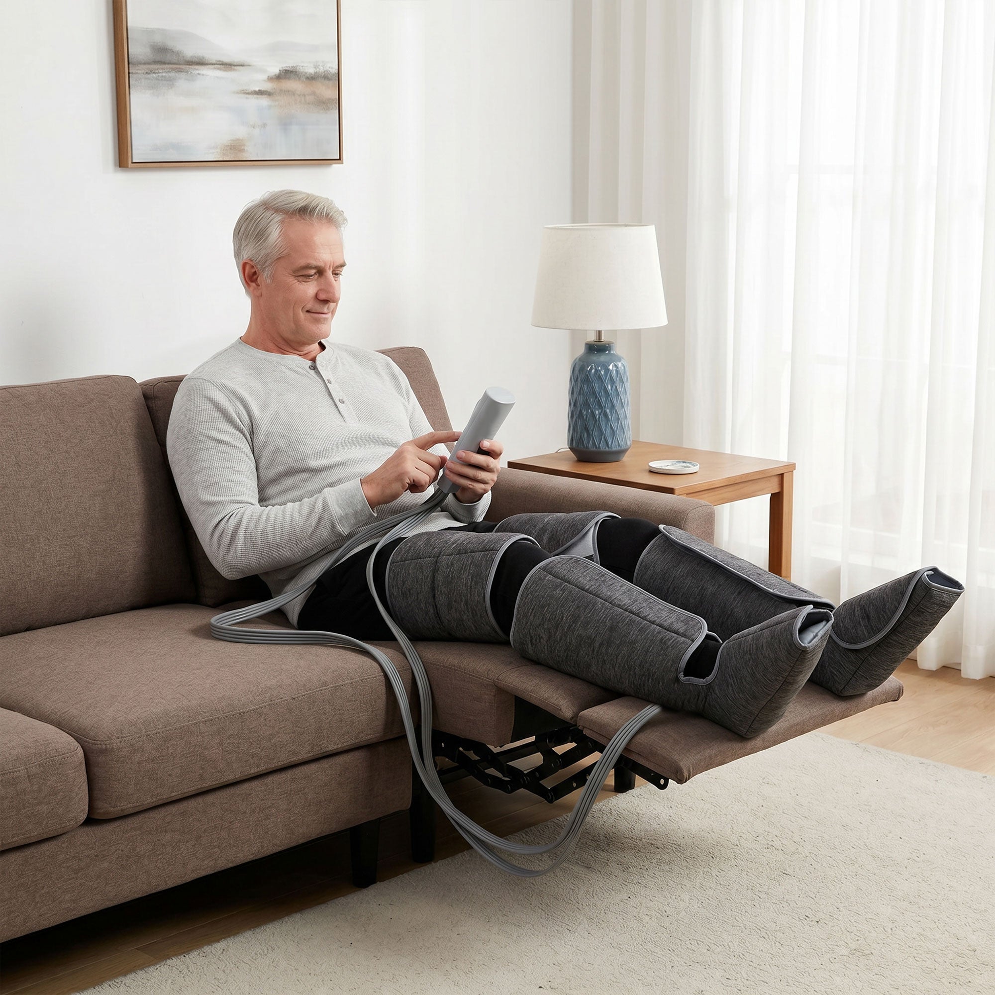 HOMCOM Leg Massager with Heat, Compression, 3 Auto Modes & 3 Intensities,  Foot and Calf Massage Machine