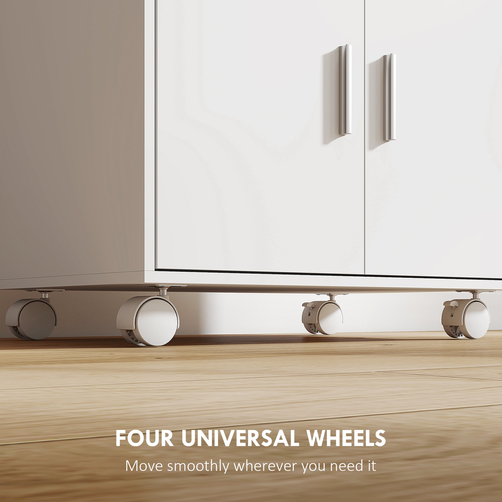 HOMCOM Kitchen Trolley with Wheels, Modern Mobile Microwave Stand with Slide-Out Shelf, Drawer and 2 Doors for Dining Room