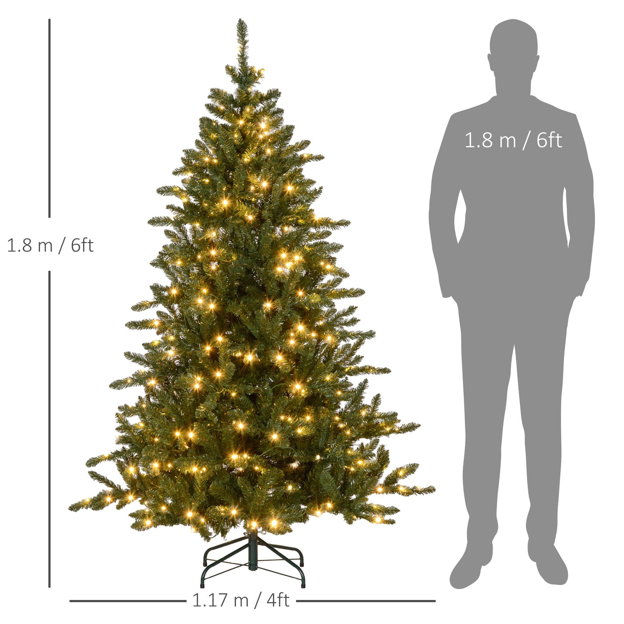 HOMCOM 6ft White Light Artificial Christmas Tree - North Peak Garden Furniture