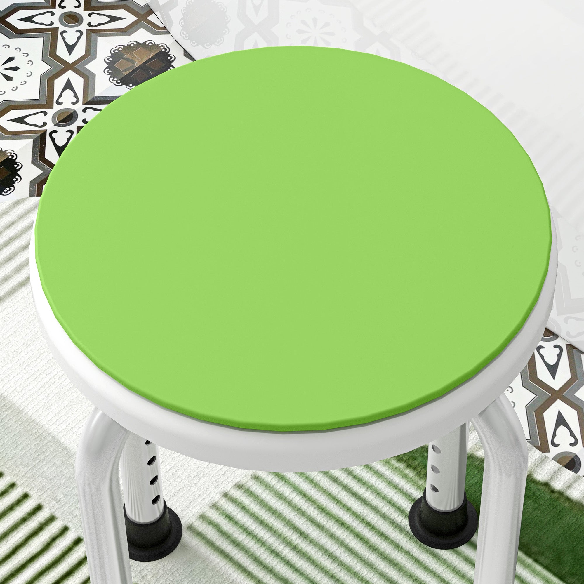 HOMCOM 360° Swivel Shower Chair, Height Adjustable Aluminium Shower Stool with Non-Slip Feet for Disabled, Elderly, Green - North Peak Garden Furniture