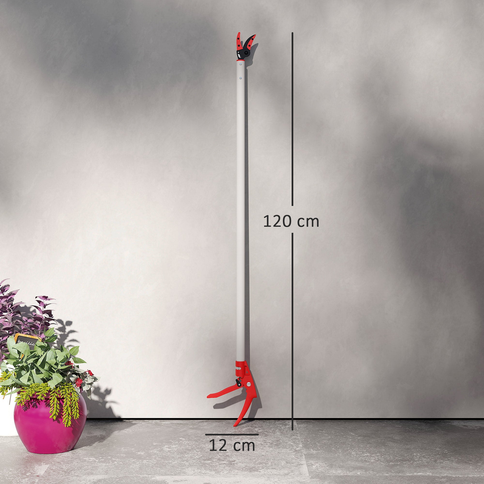 Outsunny 120 cm Tree Pruner, Tree Lopper Long Reach, Lightweight & Strong, Long Reach Tree Trimmer with Aluminium Pole for Fruit Picking and Pruning - North Peak Garden Furniture