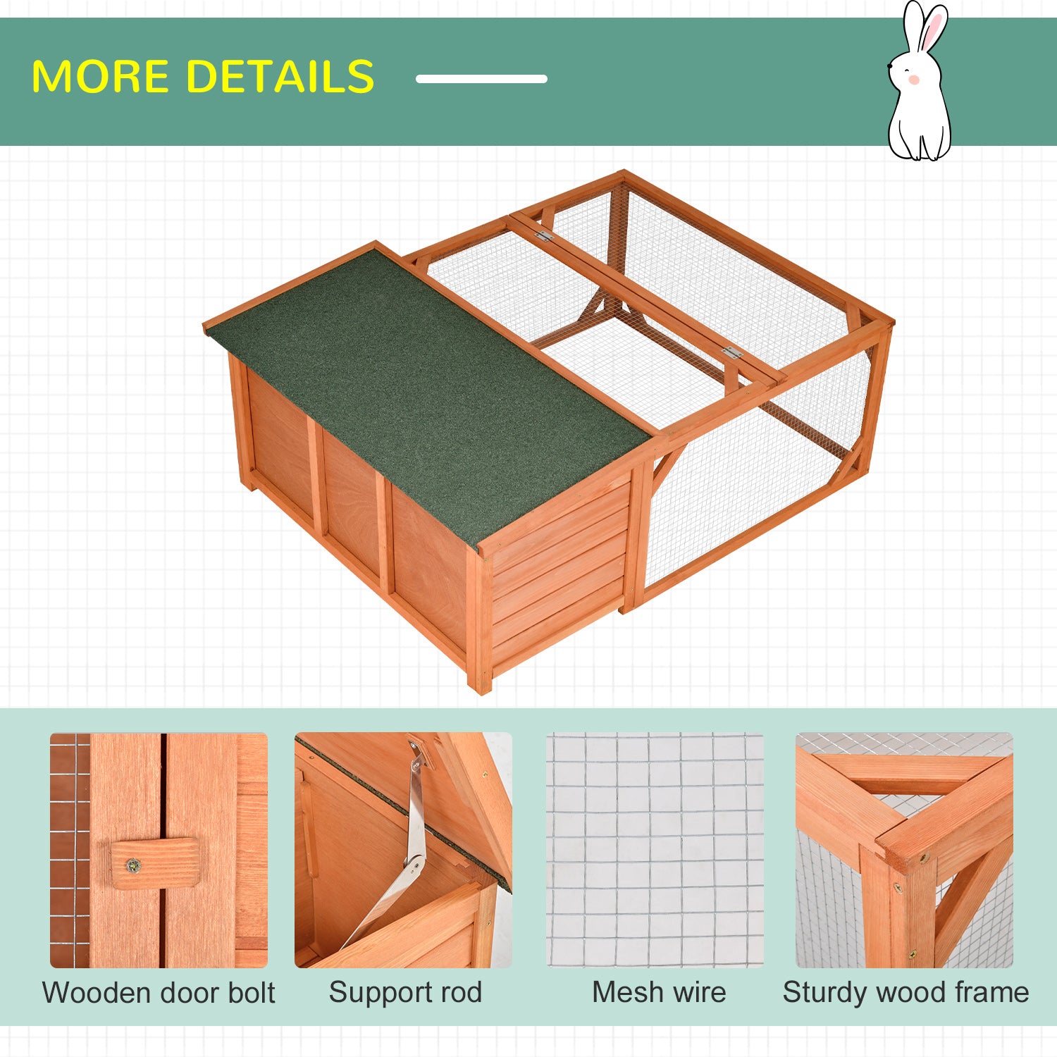 PawHut Guinea Pigs Hutches Off-ground Small Animal Guinea Pig House 125.5 x 100 x 49cm