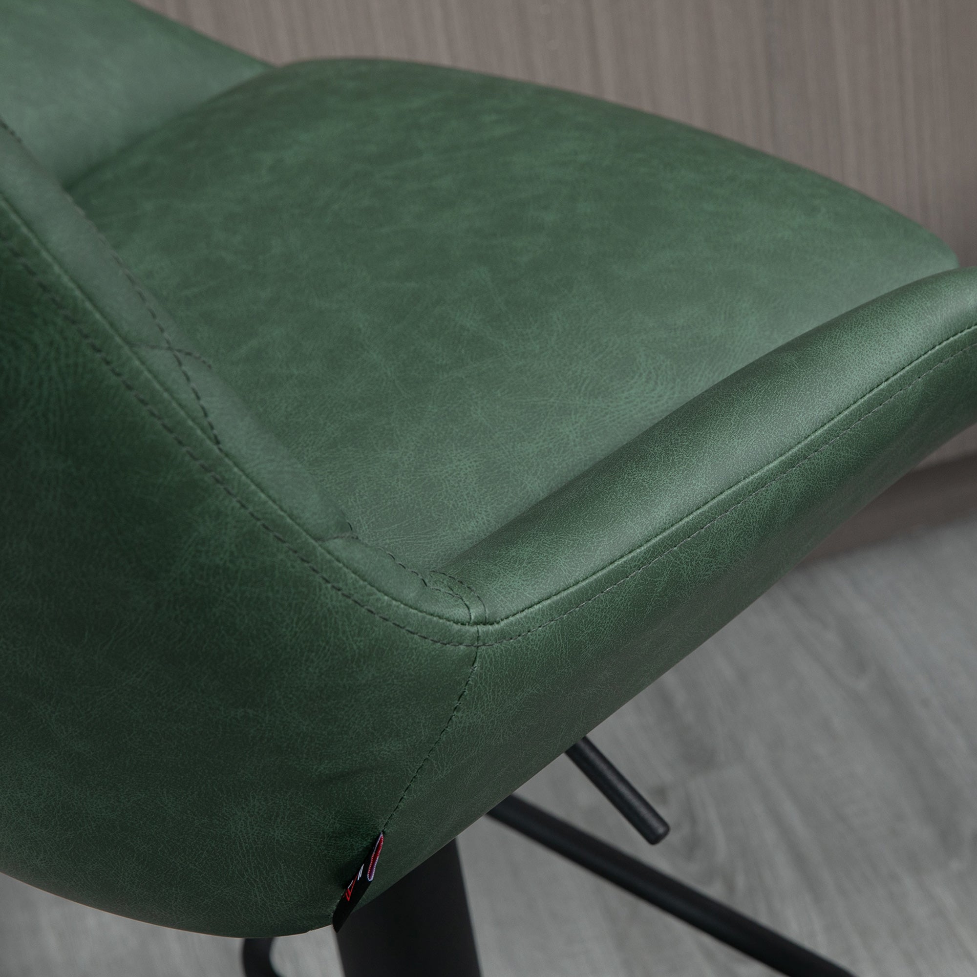 HOMCOM Retro Bar Stools Set of 2, Adjustable Kitchen Stool, Upholstered Bar Chairs with Back, Swivel Seat, Green - North Peak Garden Furniture